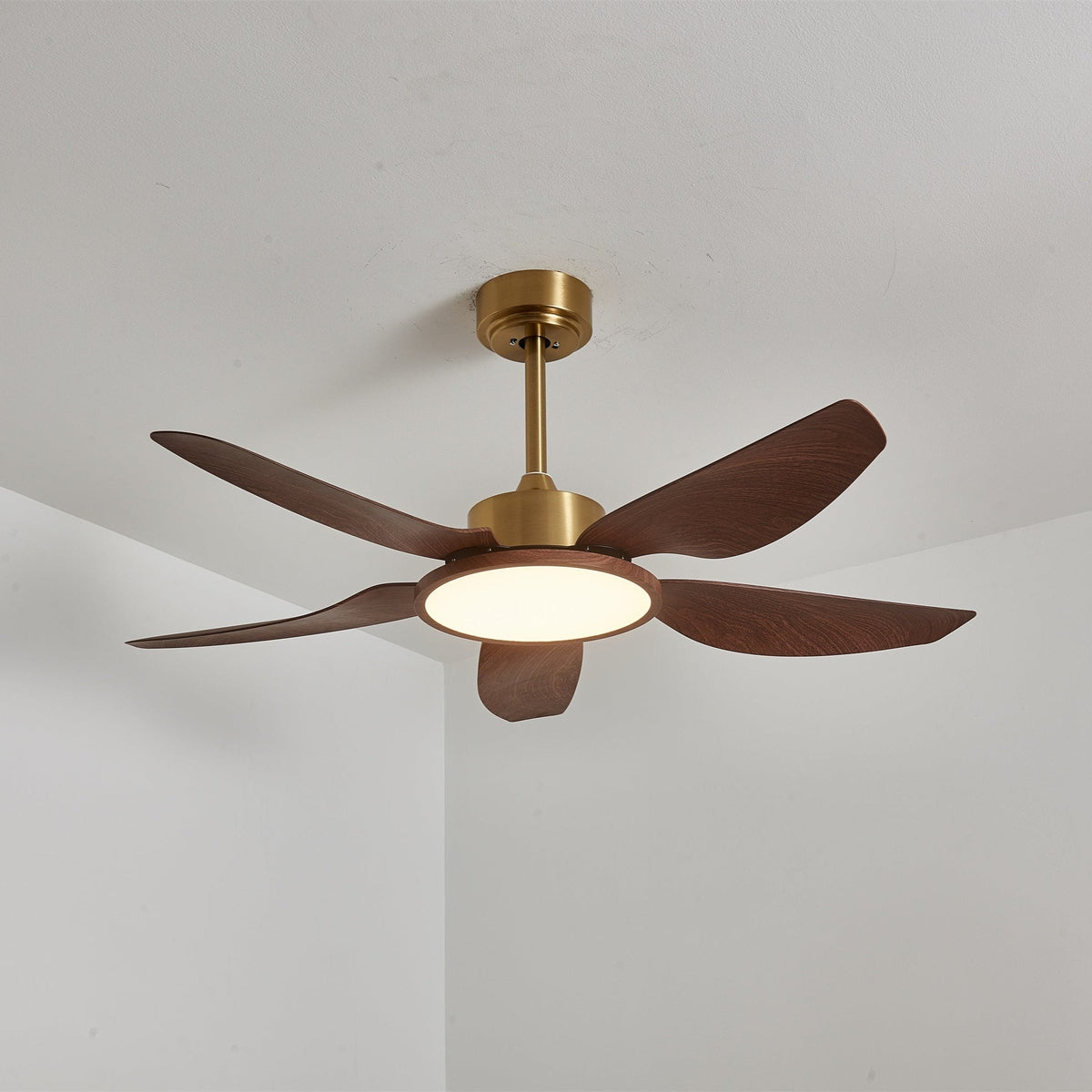 Sylenel Modern Wood Brass Ceiling Fan Light