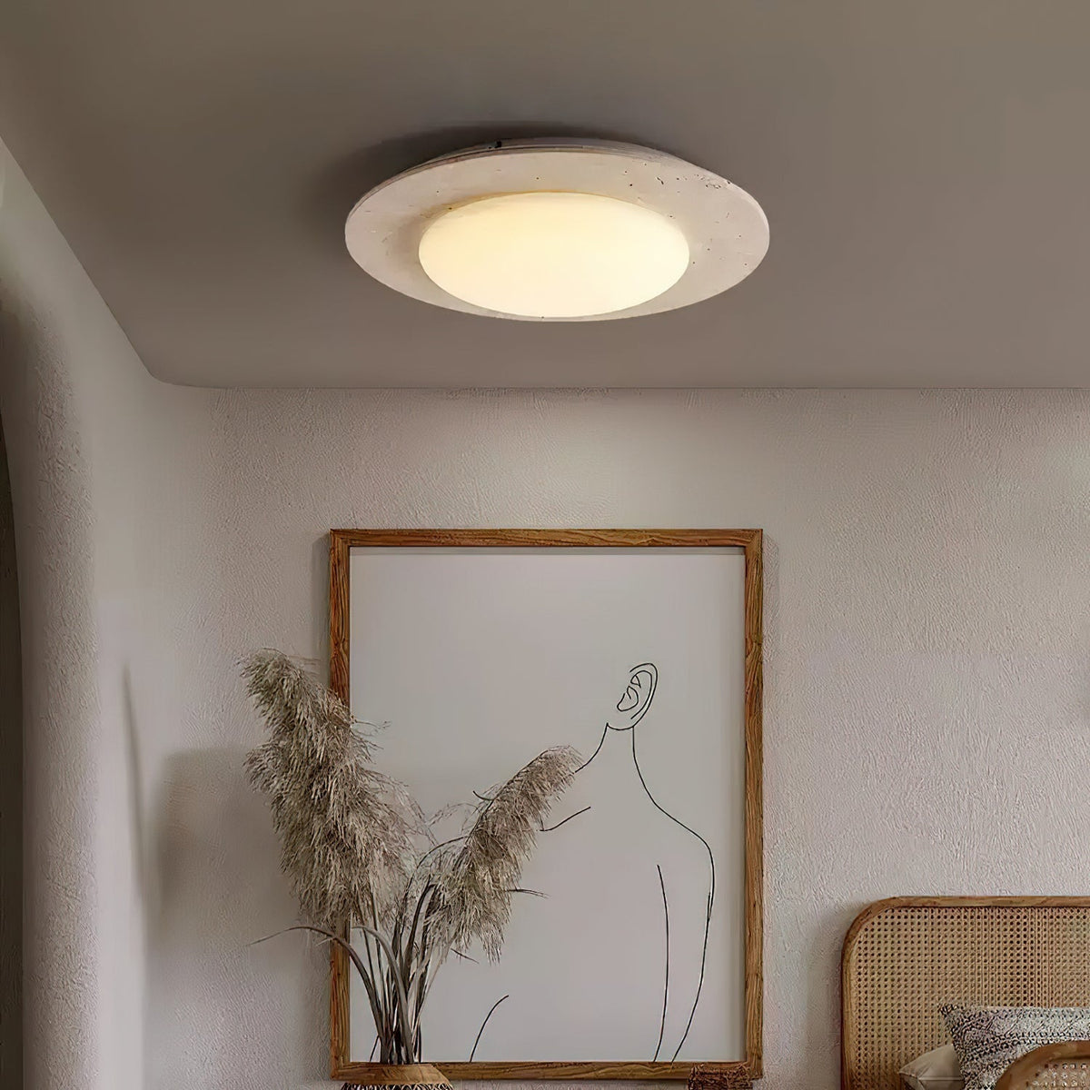 Arsoror Flush-Mount Travertine Ceiling Light
