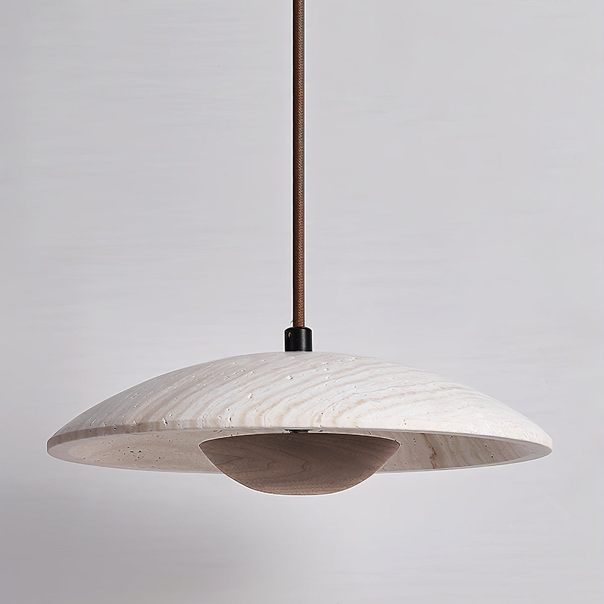 Bax Wide-Brim Travertine Pendant Light