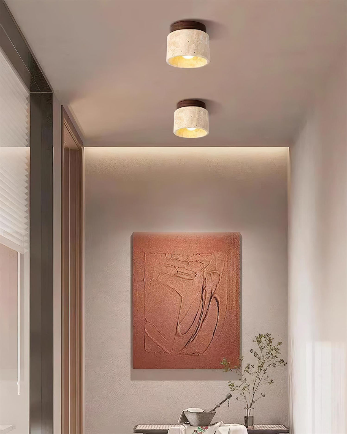 Lysaen Stone  Travertine Ceiling Light