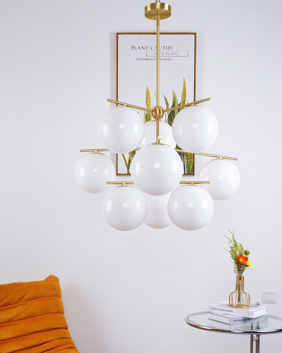 Casoella Chandelier Sphere & Stem Modern Gold LED