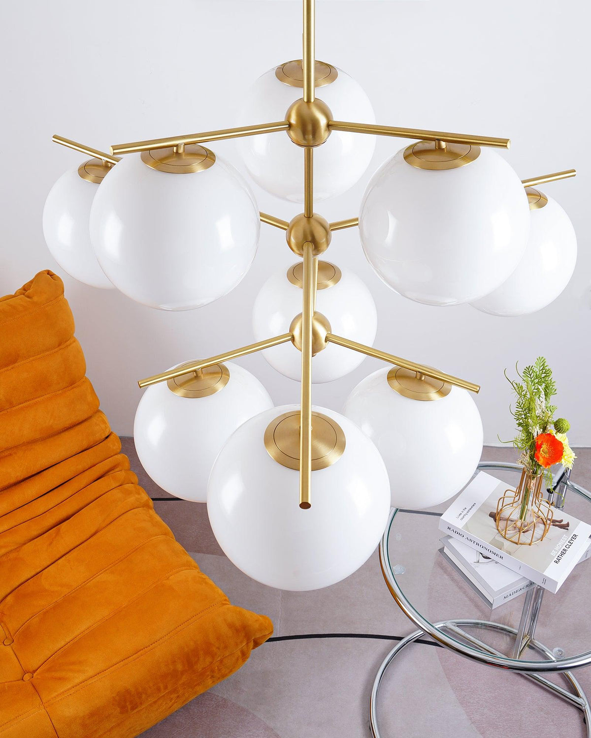 Casoella Chandelier Sphere & Stem Modern Gold LED
