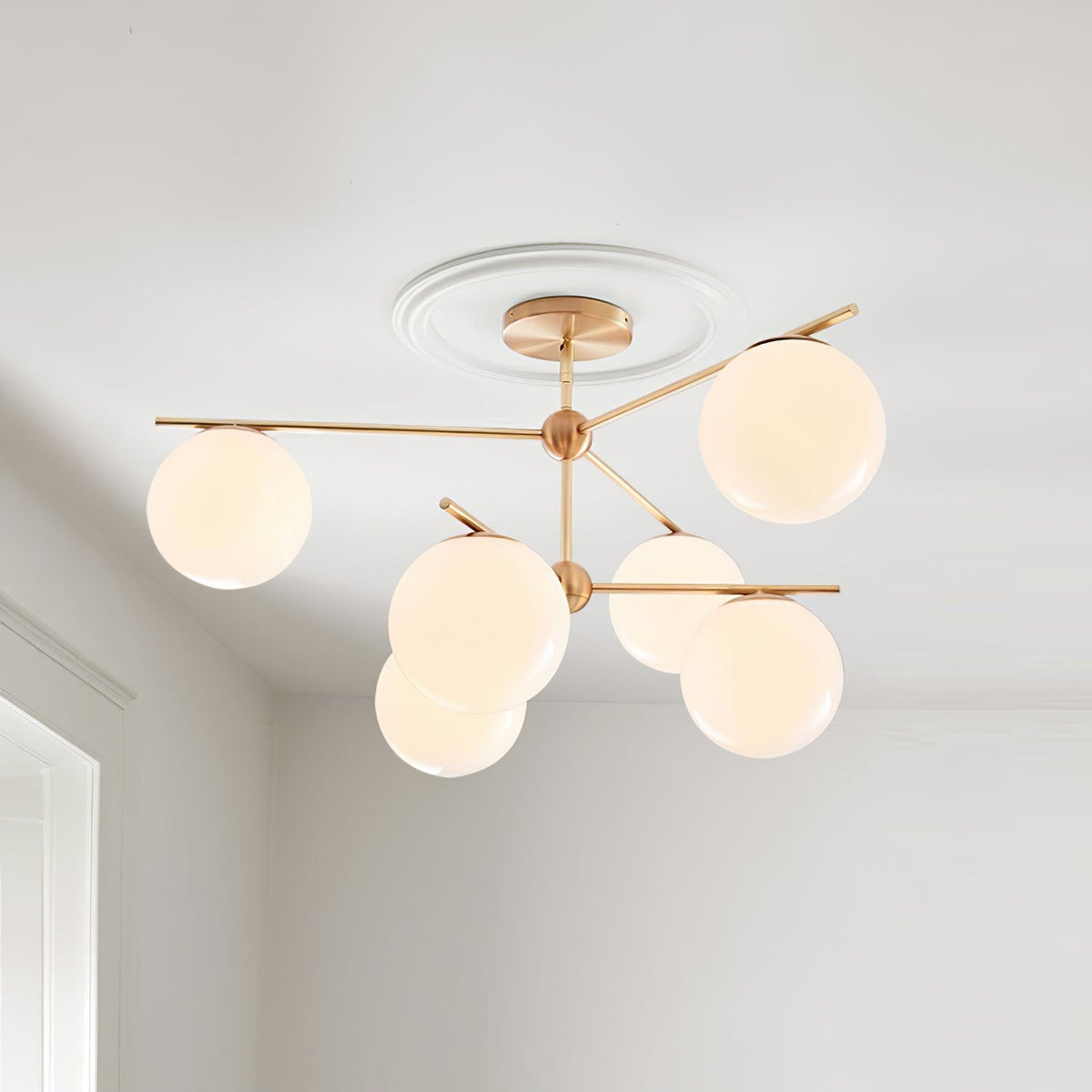 Casoella Chandelier Sphere & Stem Modern Gold LED