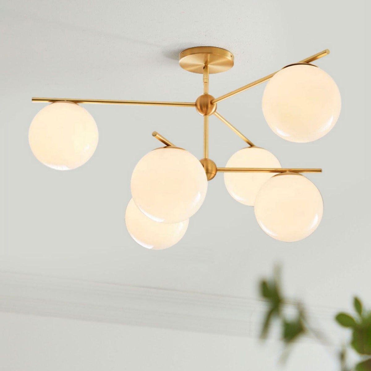Casoella Chandelier Sphere & Stem Modern Gold LED