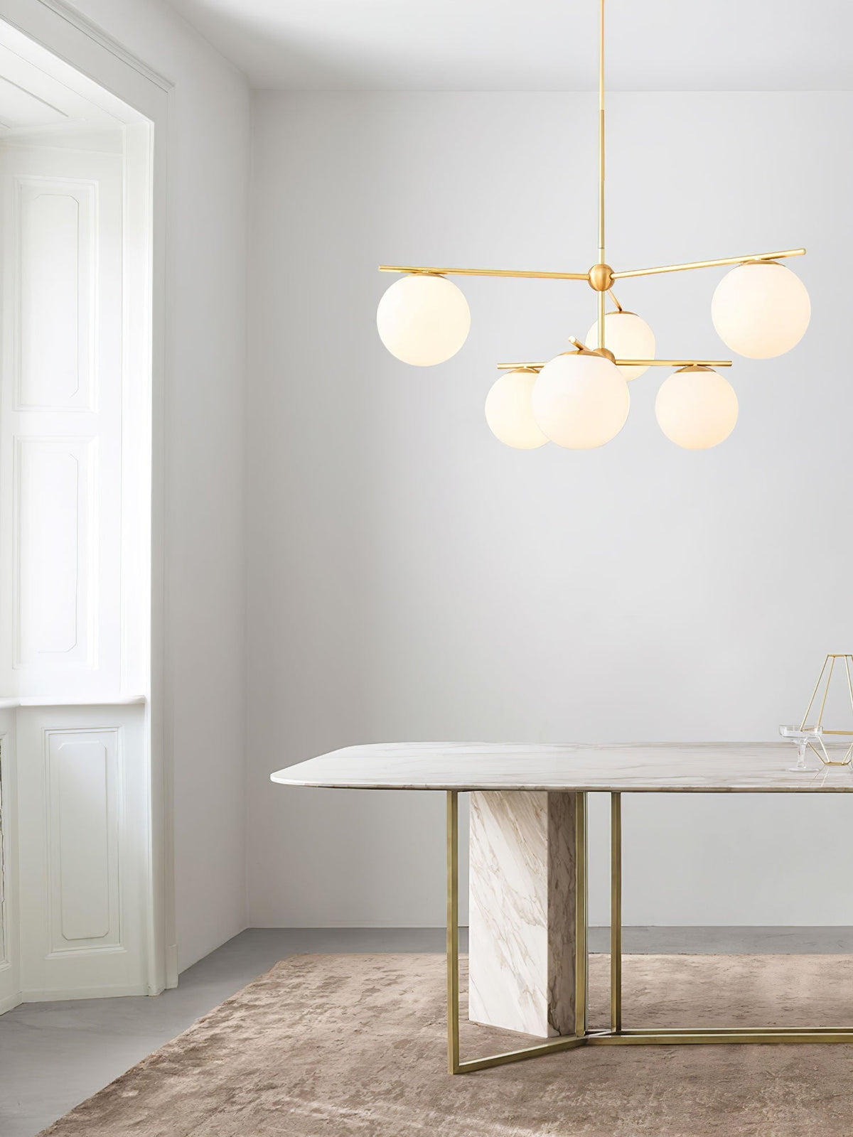 Casoella Chandelier Sphere & Stem Modern Gold LED