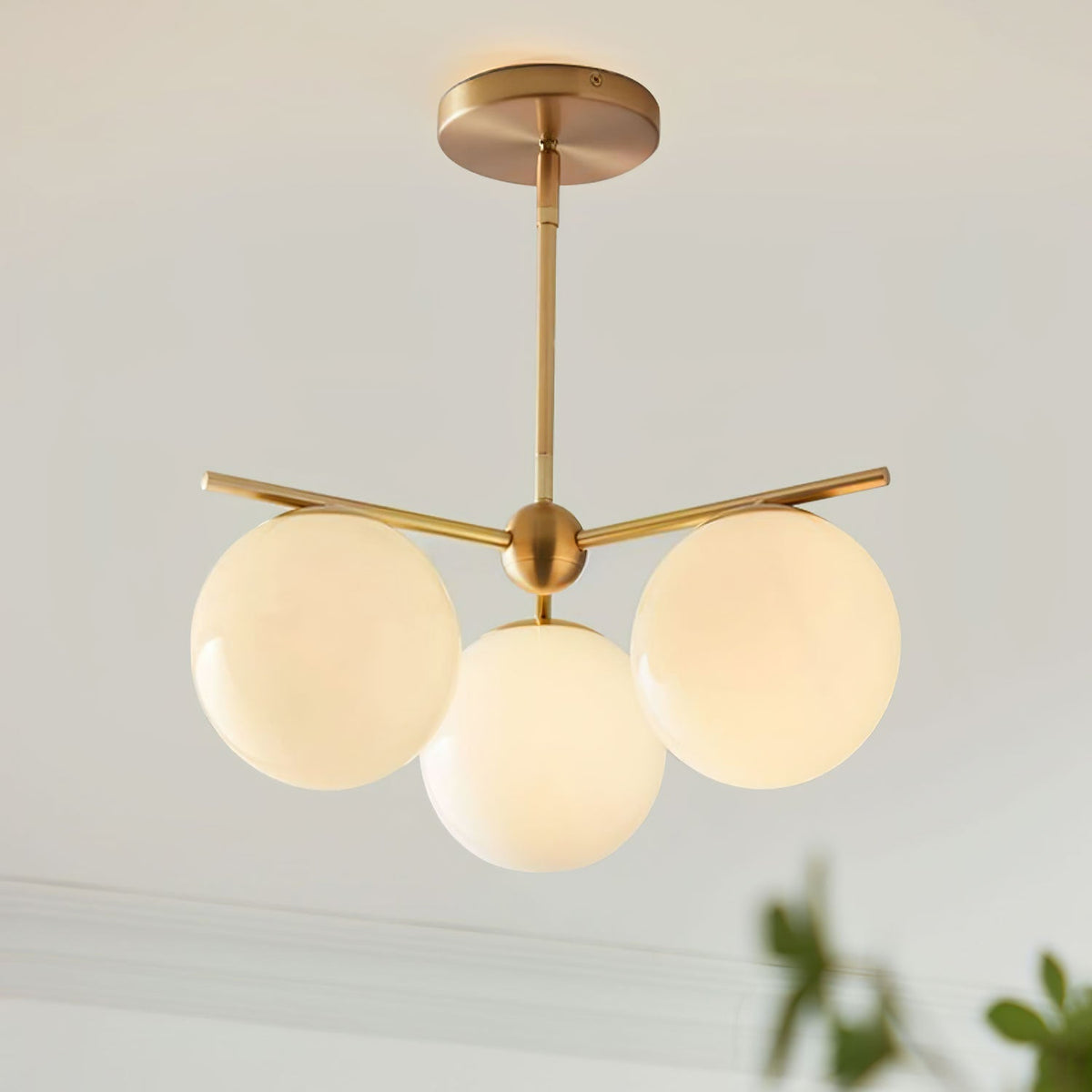 Casoella Chandelier Sphere & Stem Modern Gold LED