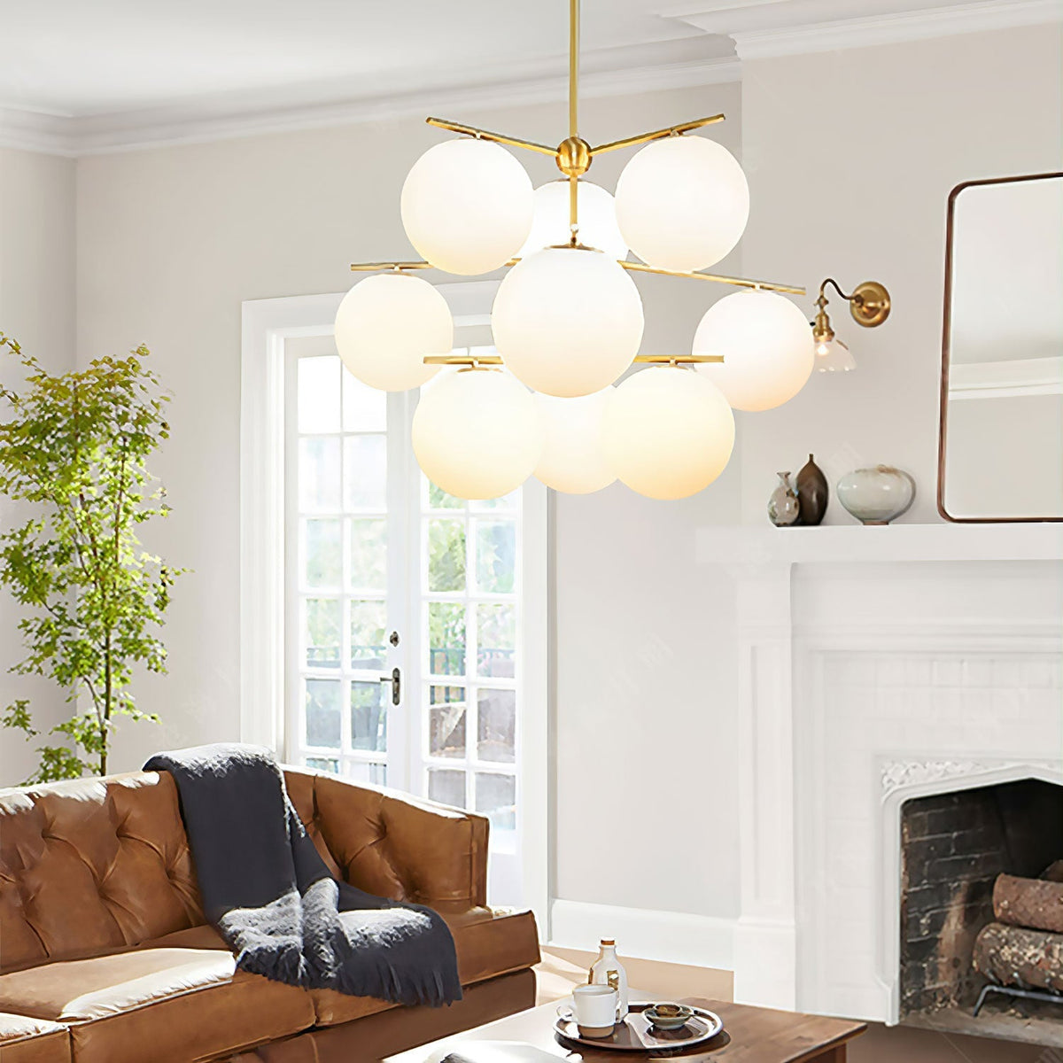Casoella Chandelier Sphere & Stem Modern Gold LED