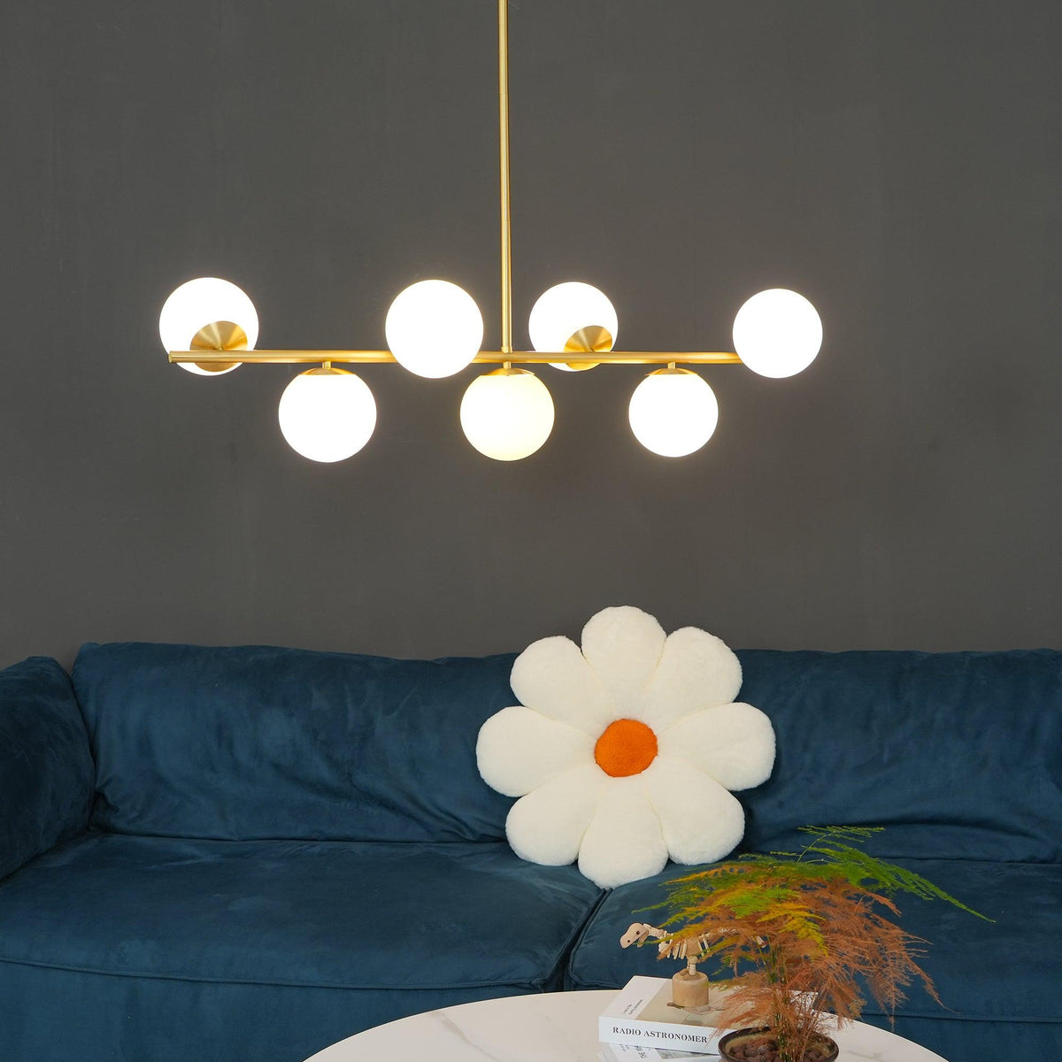Casoella Chandelier Sphere & Stem Modern Gold LED