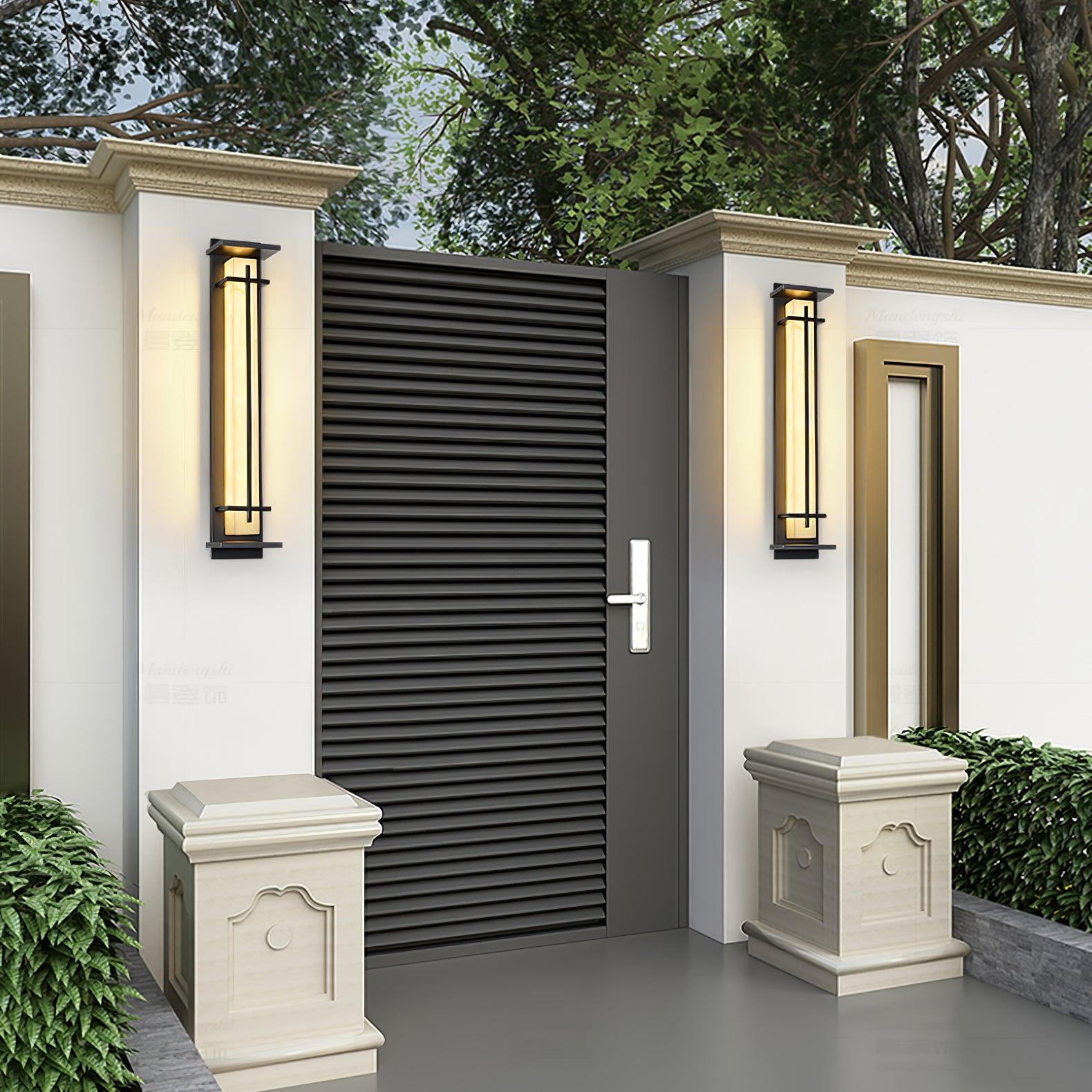 Ray Square Outdoor Wall Light  Imitation Alabaster Waterproof