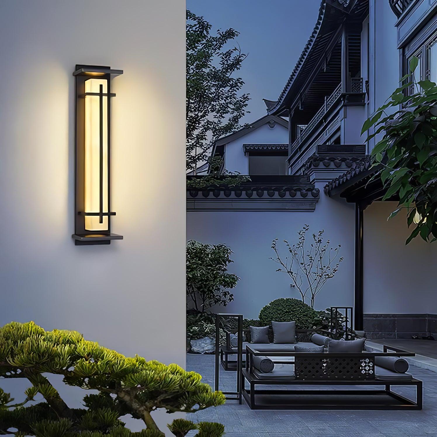 Ray Square Outdoor Wall Light  Imitation Alabaster Waterproof