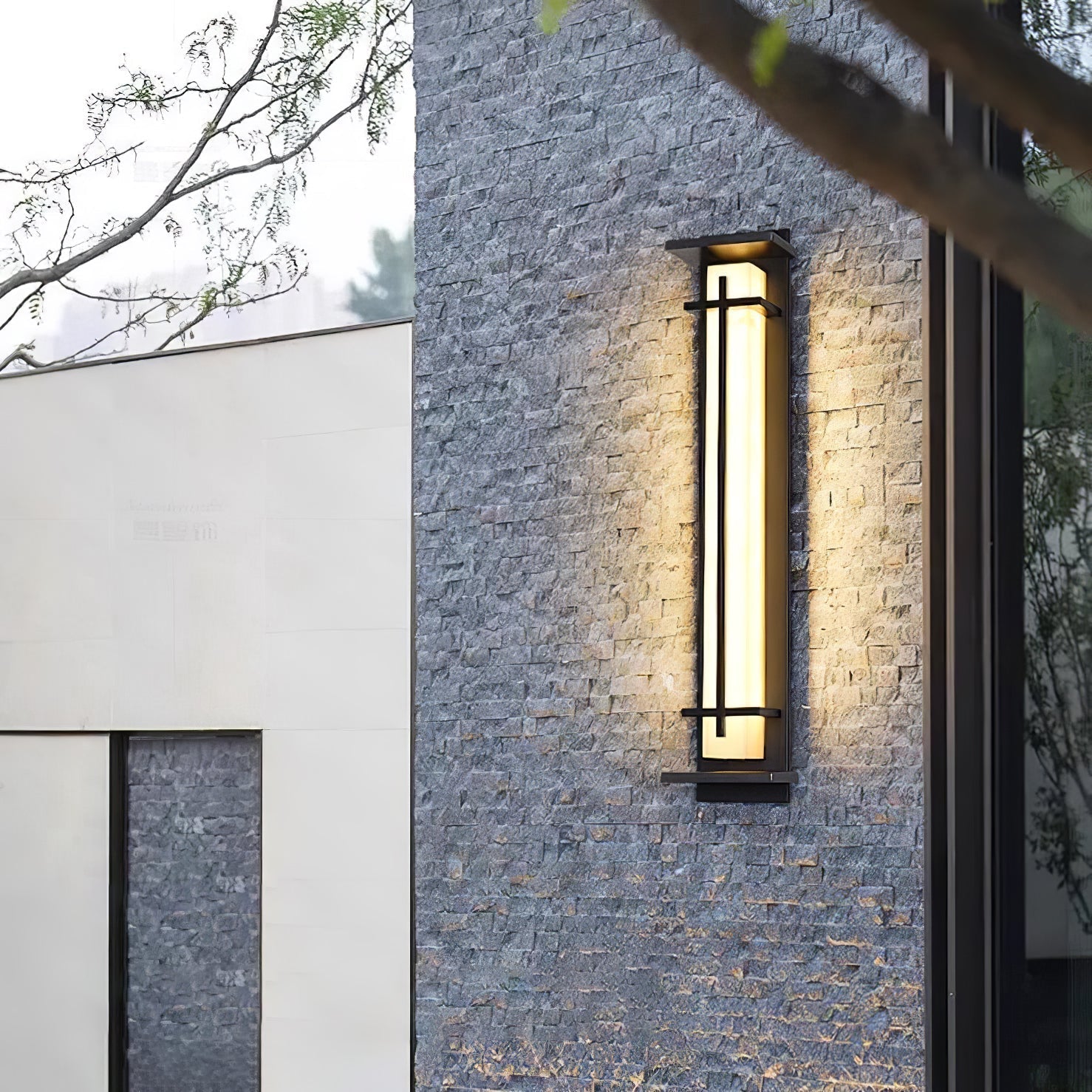 Ray Square Outdoor Wall Light  Imitation Alabaster Waterproof