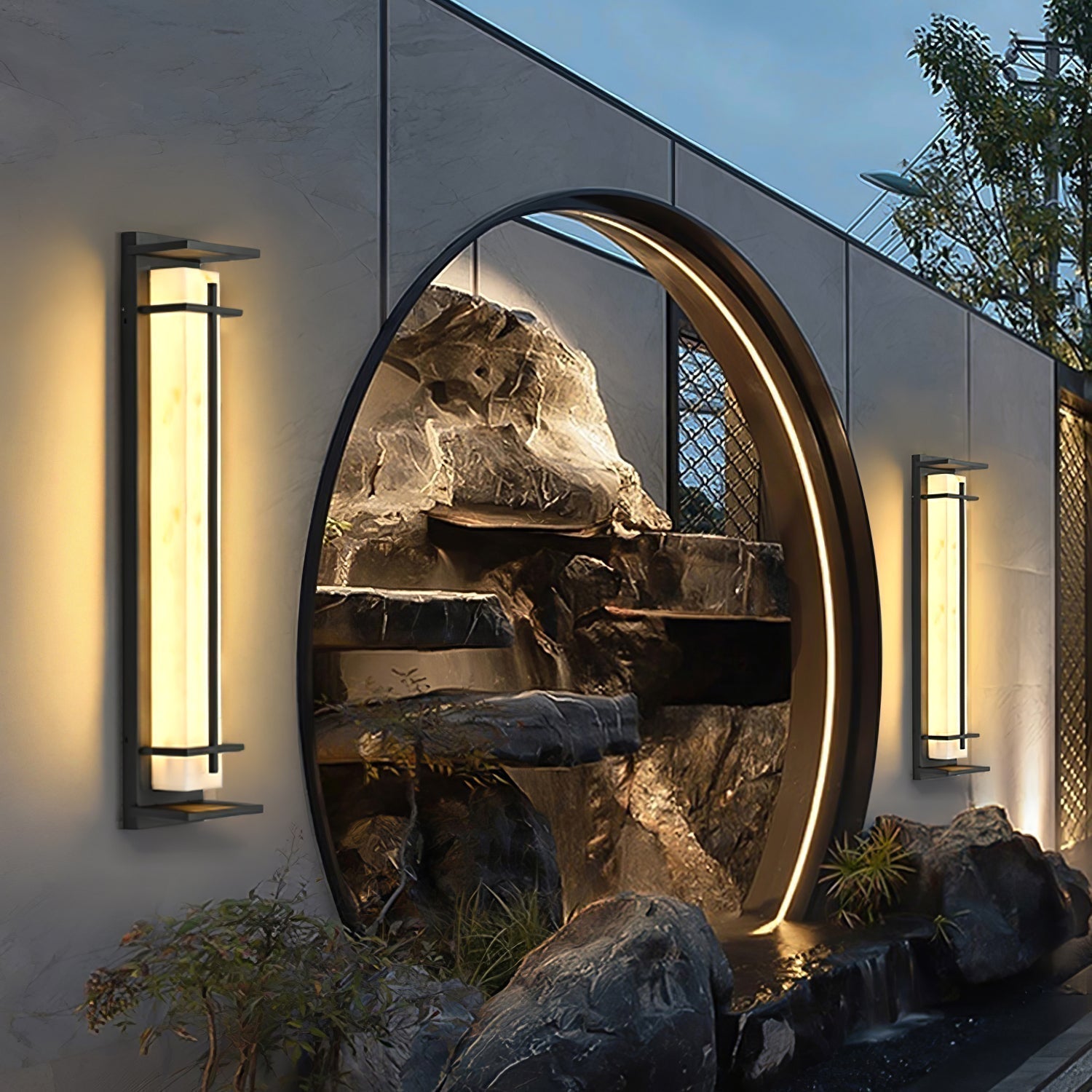 Ray Square Outdoor Wall Light  Imitation Alabaster Waterproof