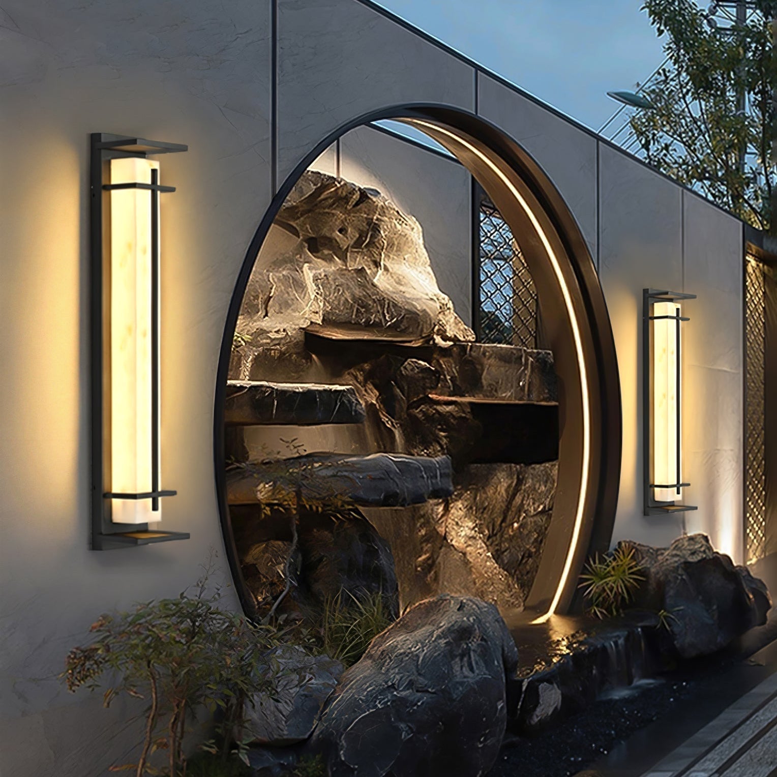 Ray Square Outdoor Wall Light  Imitation Alabaster Waterproof