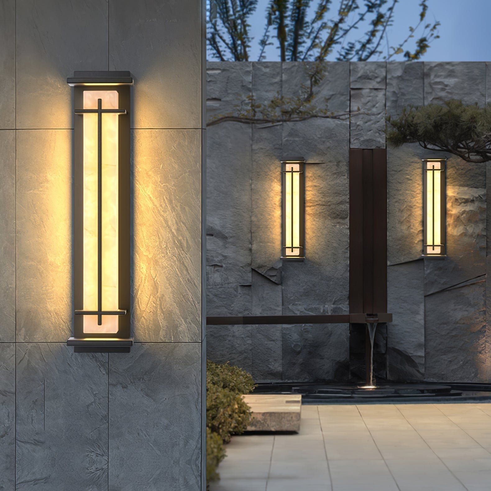 Ray Square Outdoor Wall Light  Imitation Alabaster Waterproof