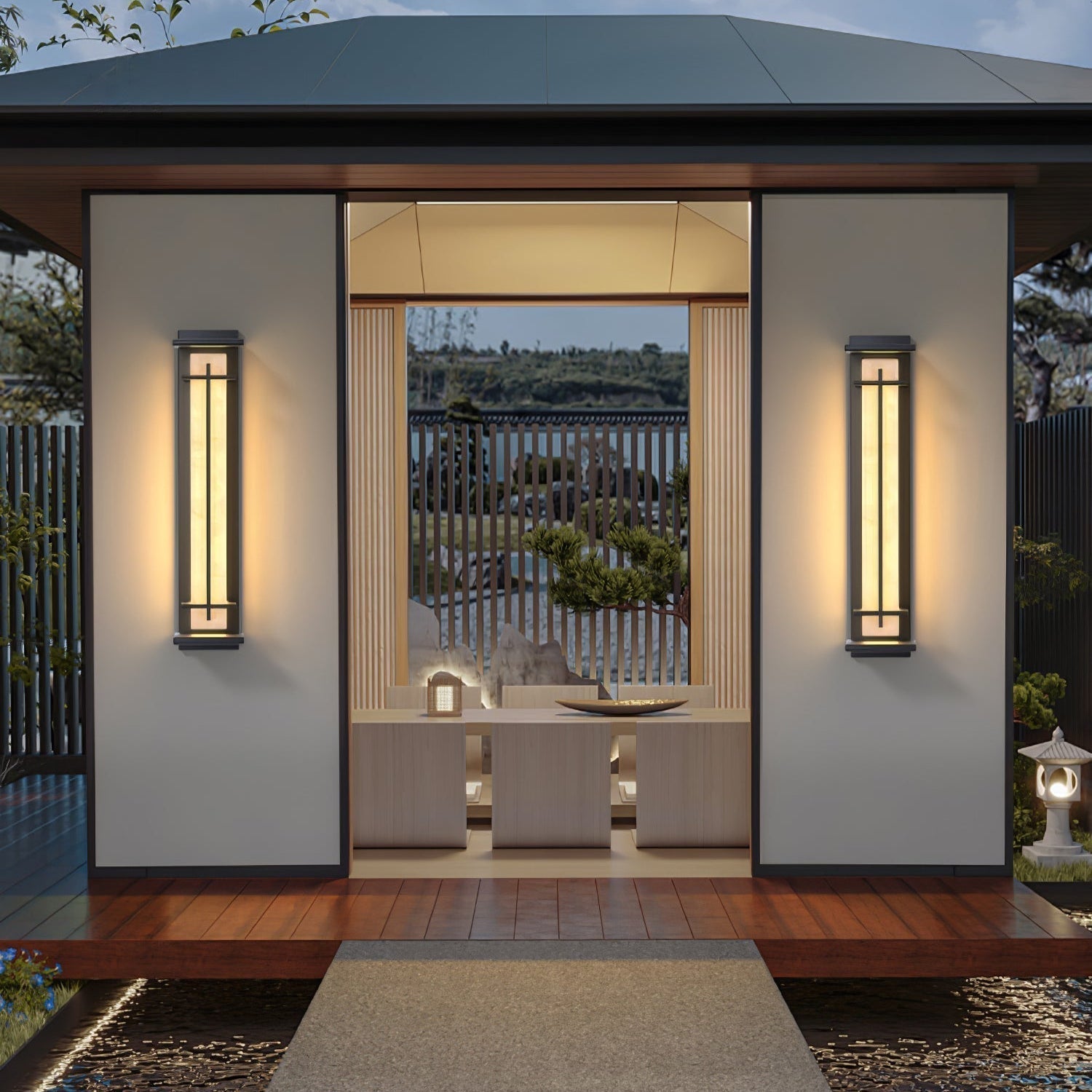 Ray Square Outdoor Wall Light  Imitation Alabaster Waterproof