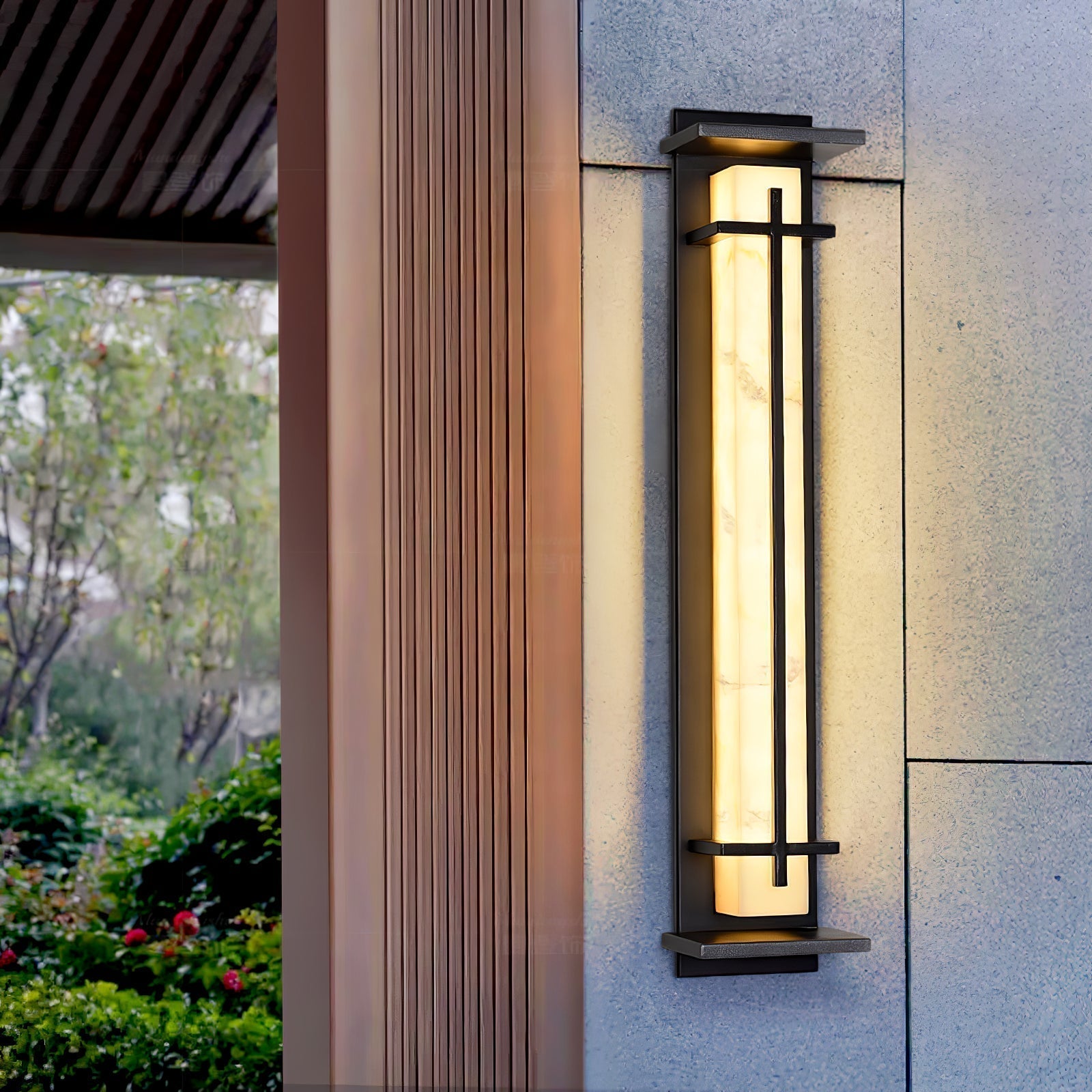 Ray Square Outdoor Wall Light  Imitation Alabaster Waterproof