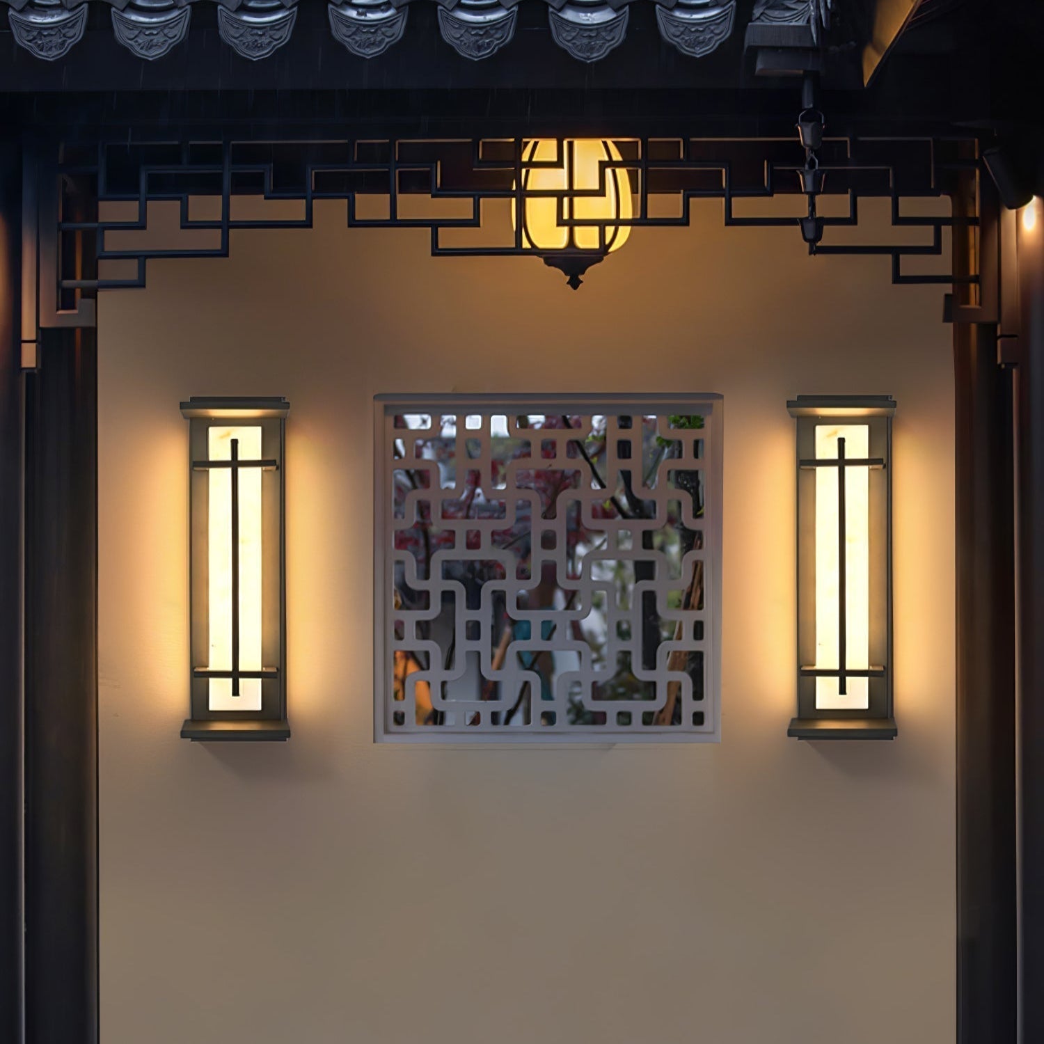 Ray Square Outdoor Wall Light  Imitation Alabaster Waterproof