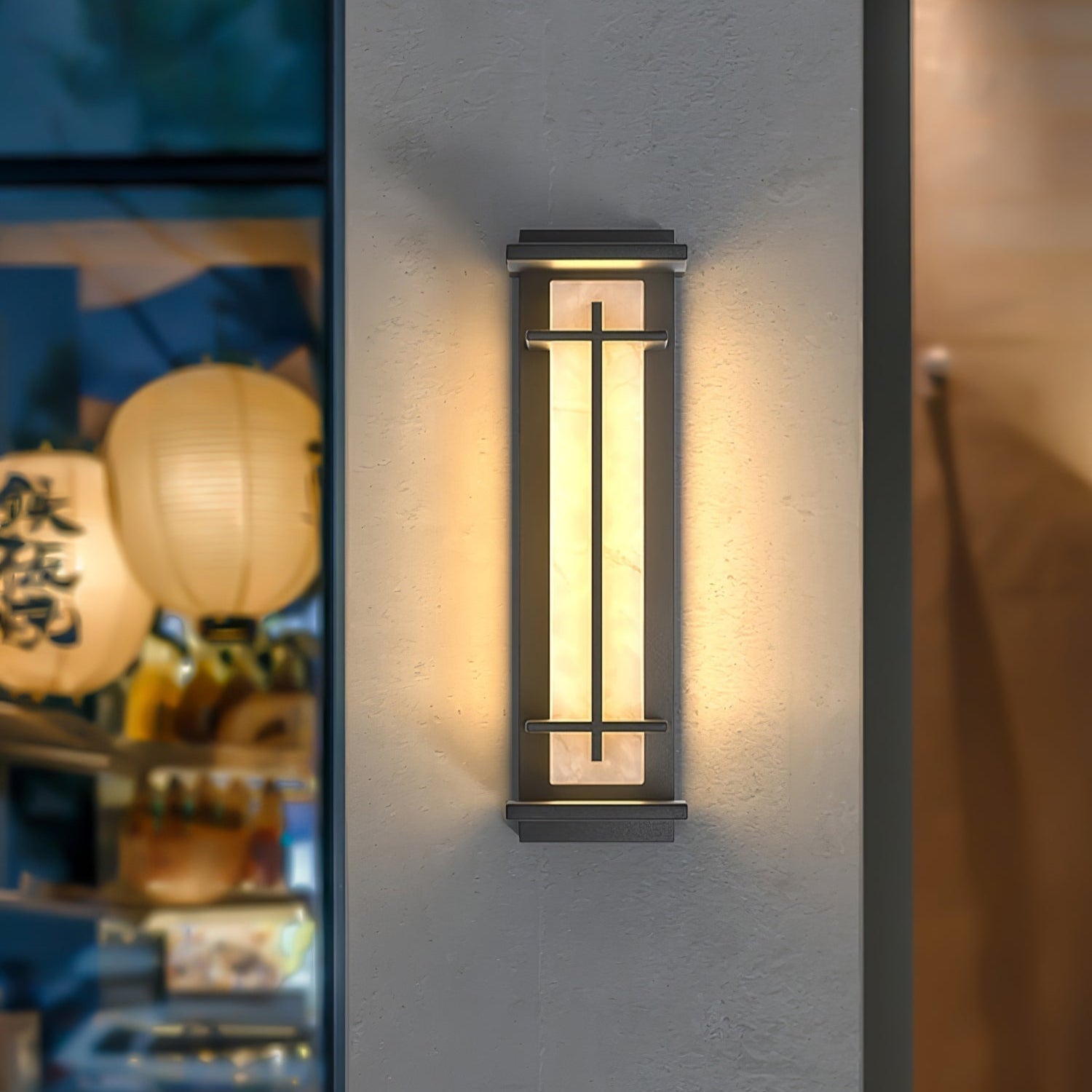 Ray Square Outdoor Wall Light  Imitation Alabaster Waterproof