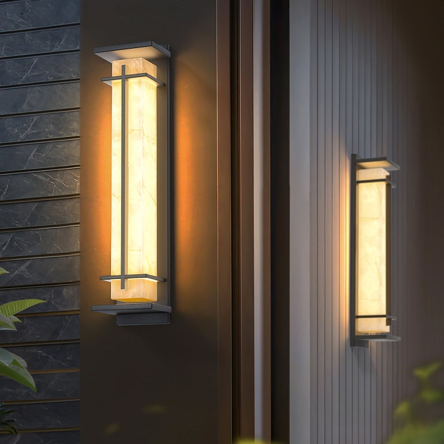 Ray Square Outdoor Wall Light  Imitation Alabaster Waterproof