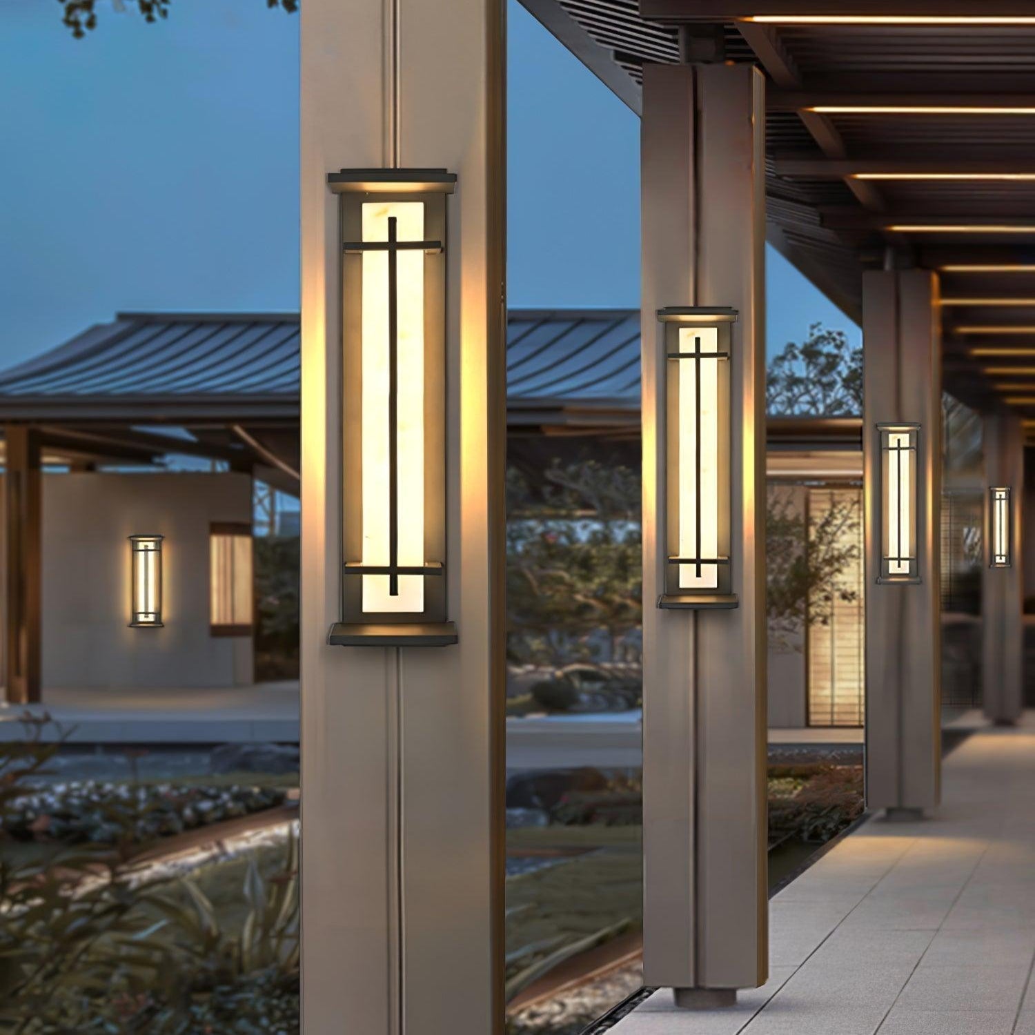 Ray Square Outdoor Wall Light  Imitation Alabaster Waterproof