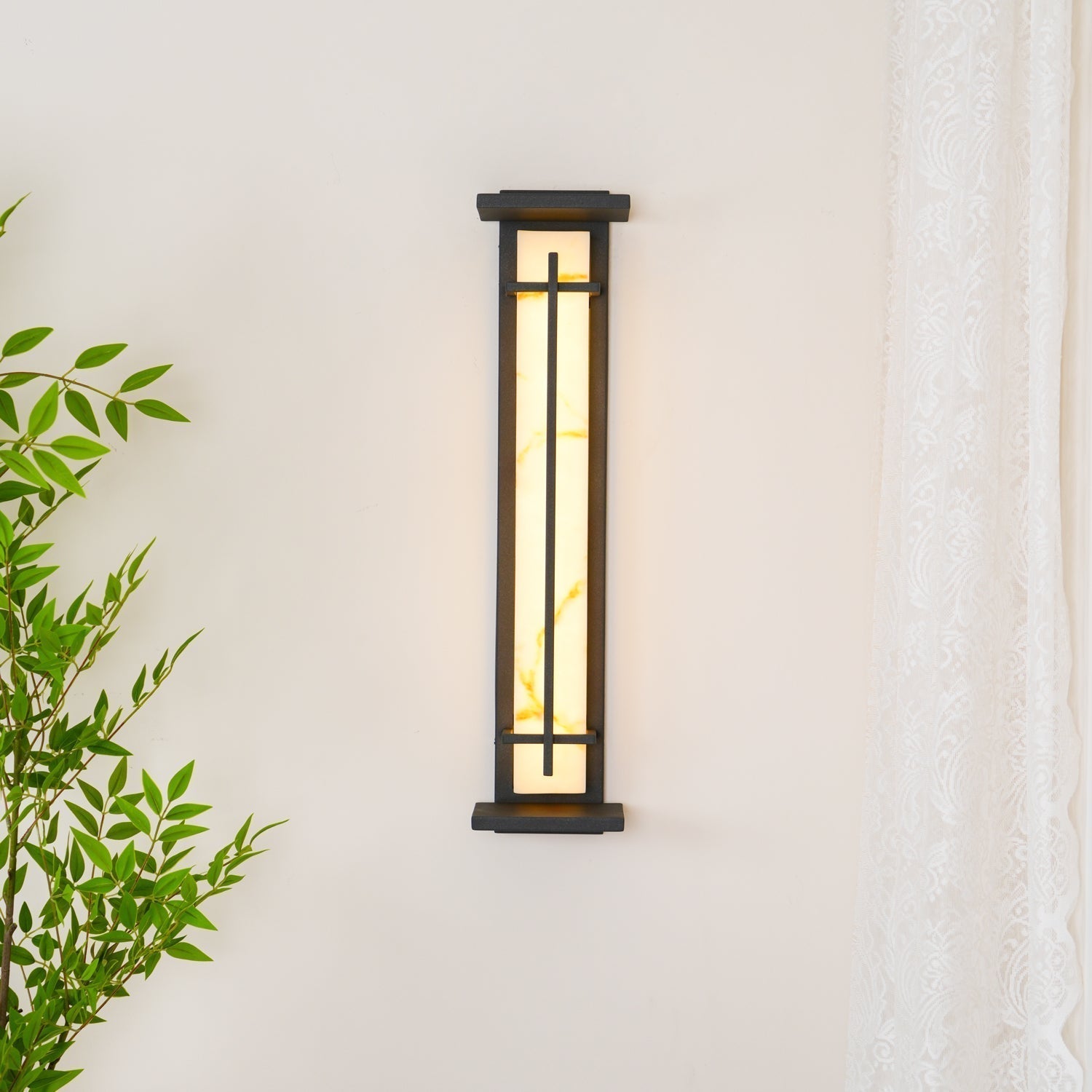 Ray Square Outdoor Wall Light  Imitation Alabaster Waterproof