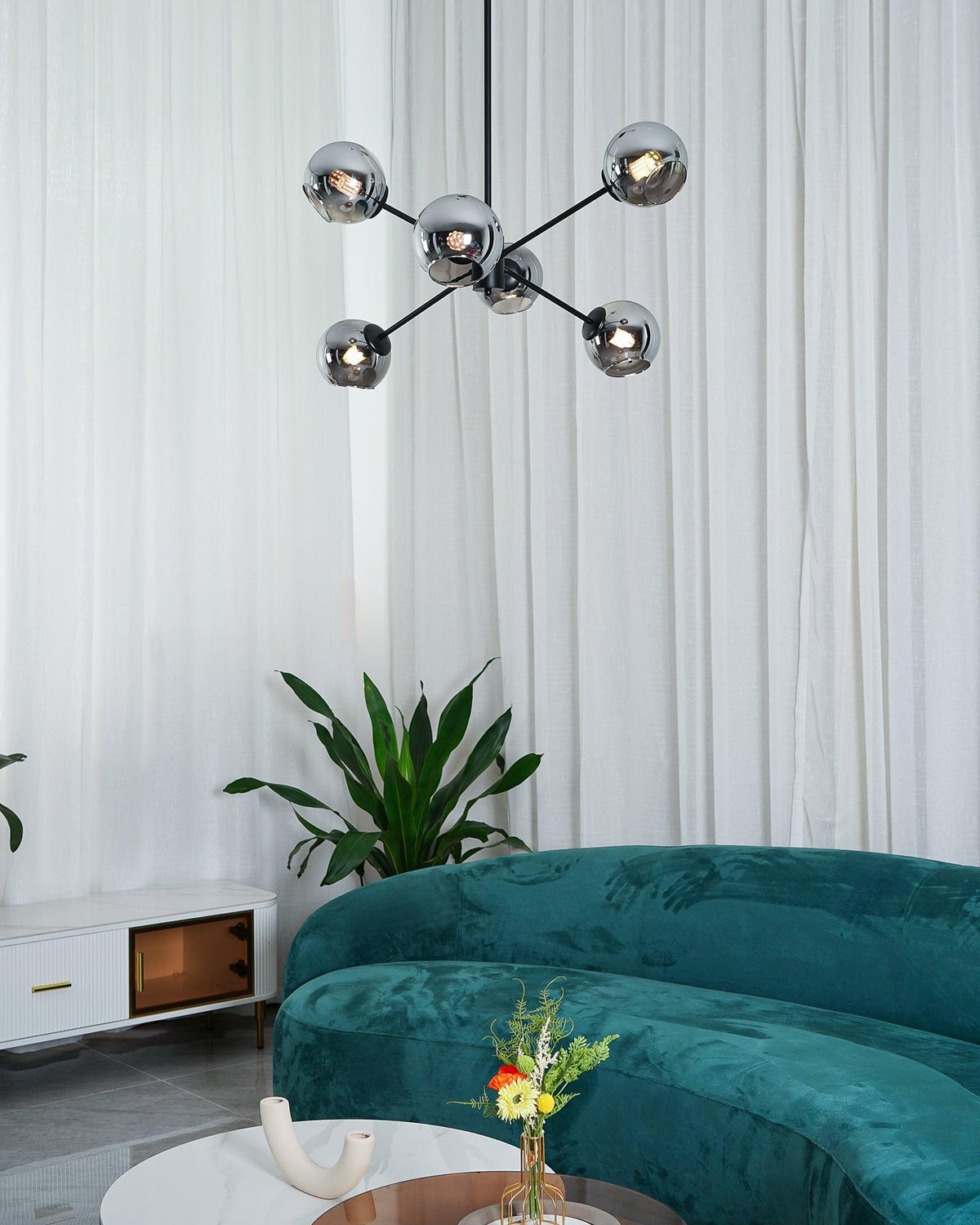 Aristin Chandelier Staggered Glass 6-Light