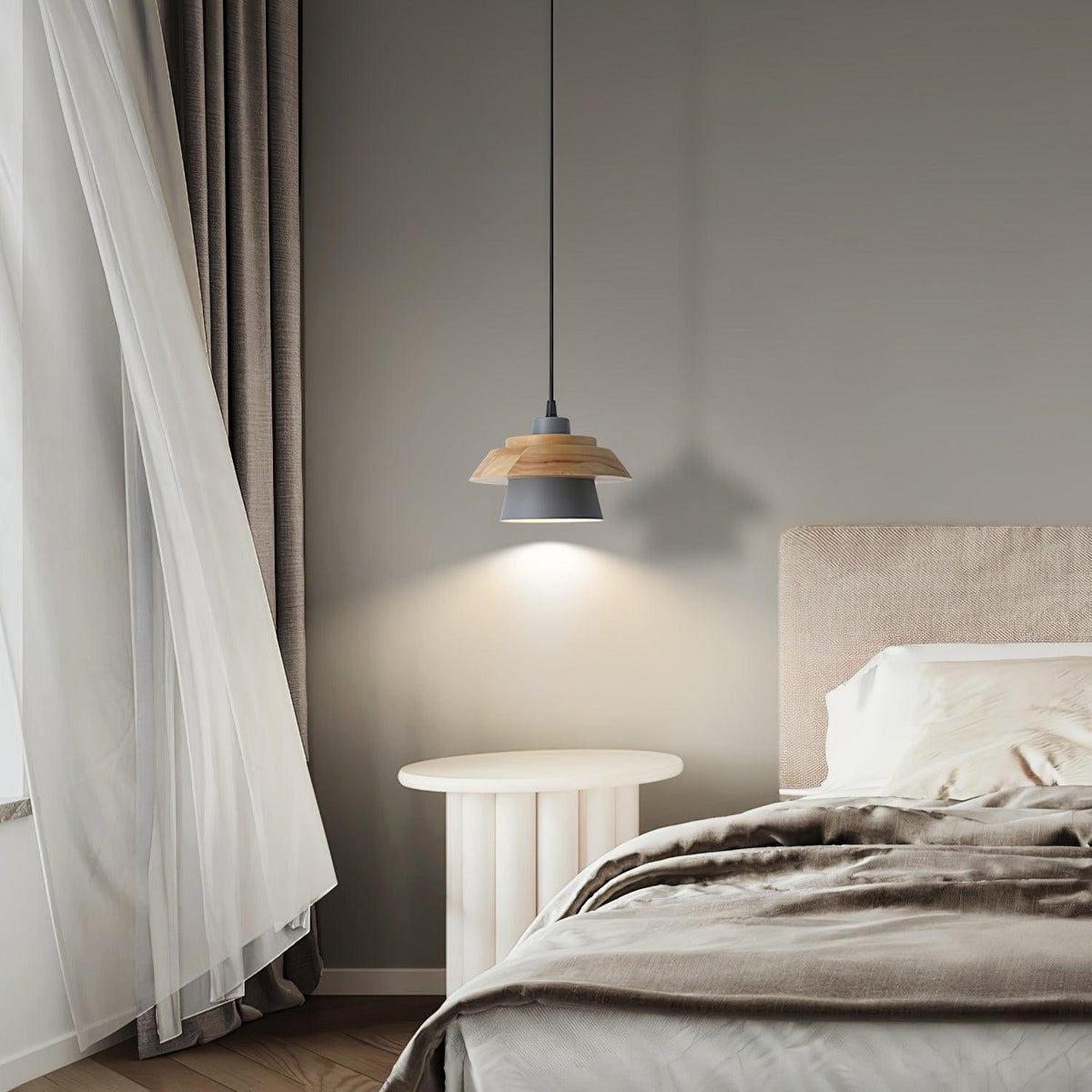 Fodobak Modern Metal/Wood Pendant Light, Multi Color