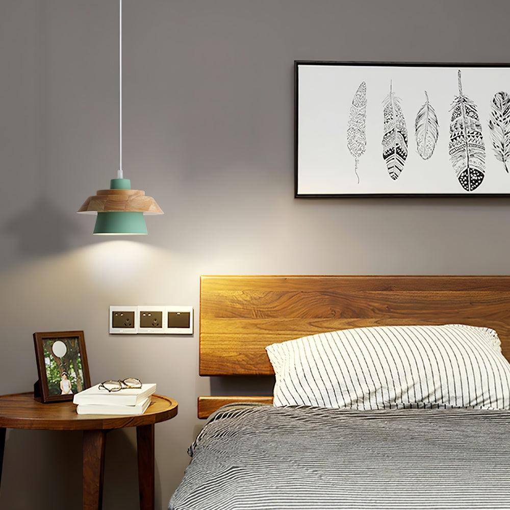 Fodobak Modern Metal/Wood Pendant Light, Multi Color