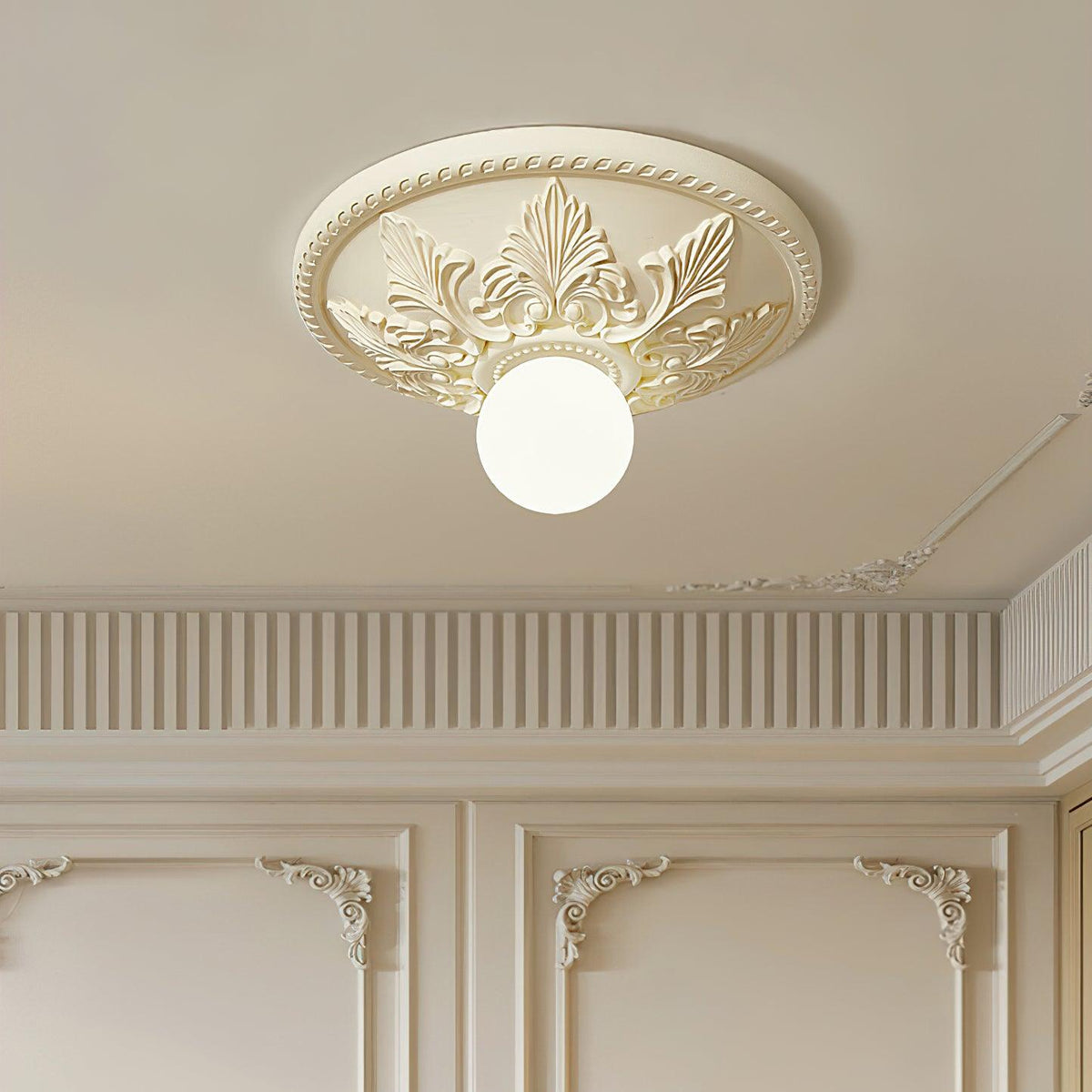 Ceiling Light Resin Canopy Glass Globe Classic Ornate