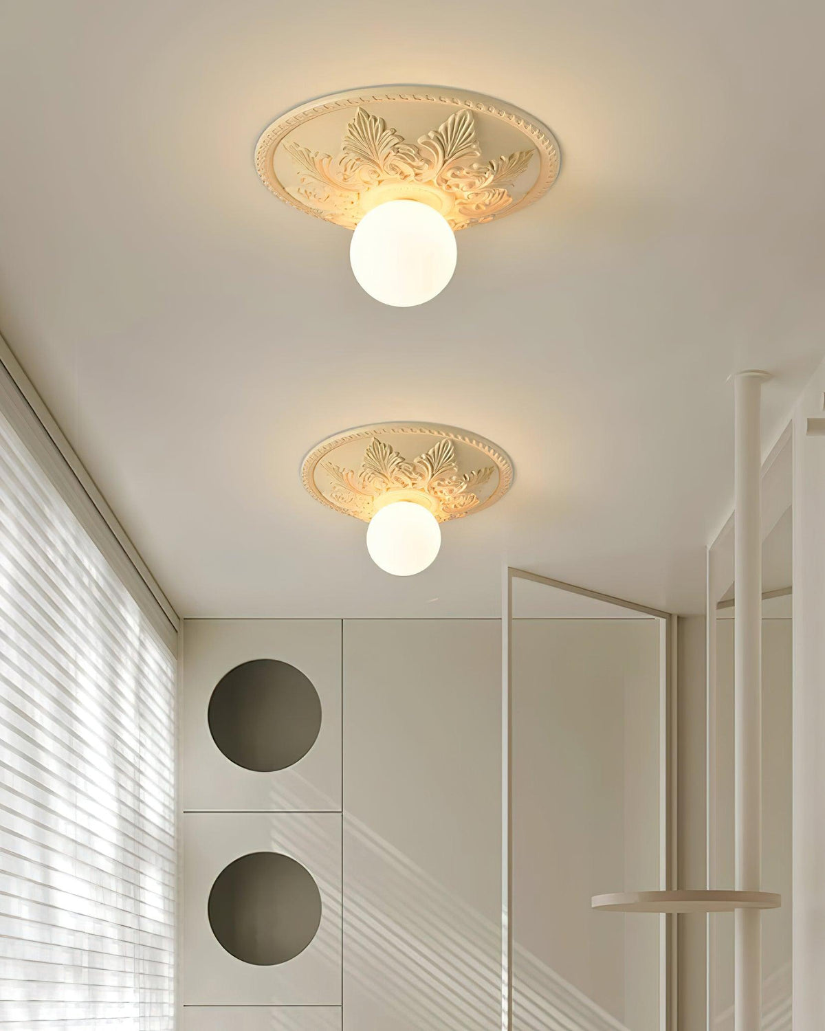 Ceiling Light Resin Canopy Glass Globe Classic Ornate