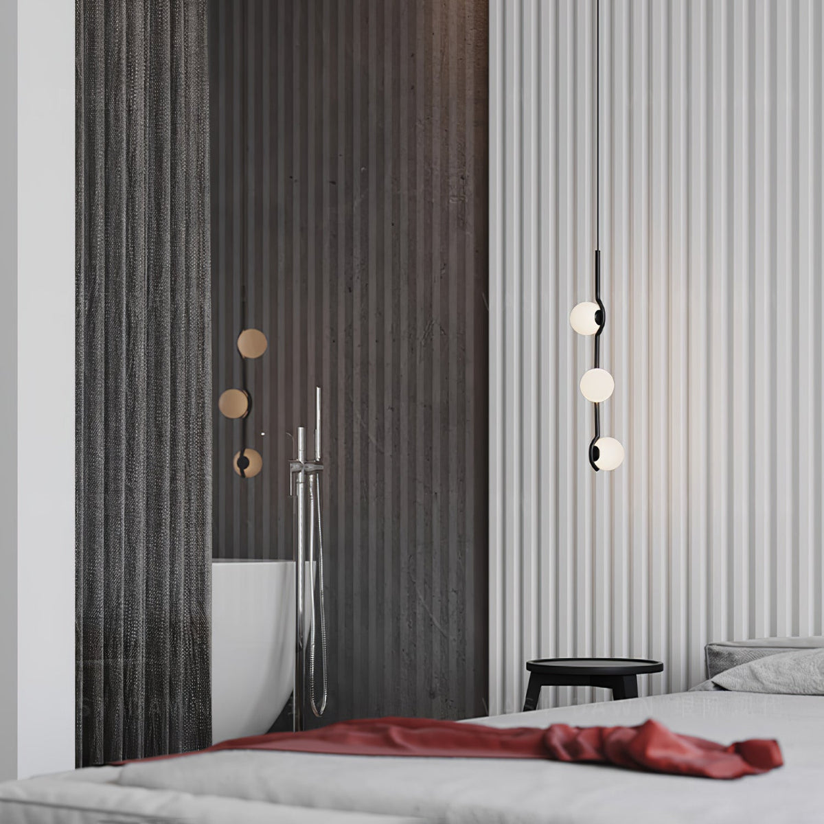 Elvian Chandelier White Globe Brass Minimalist