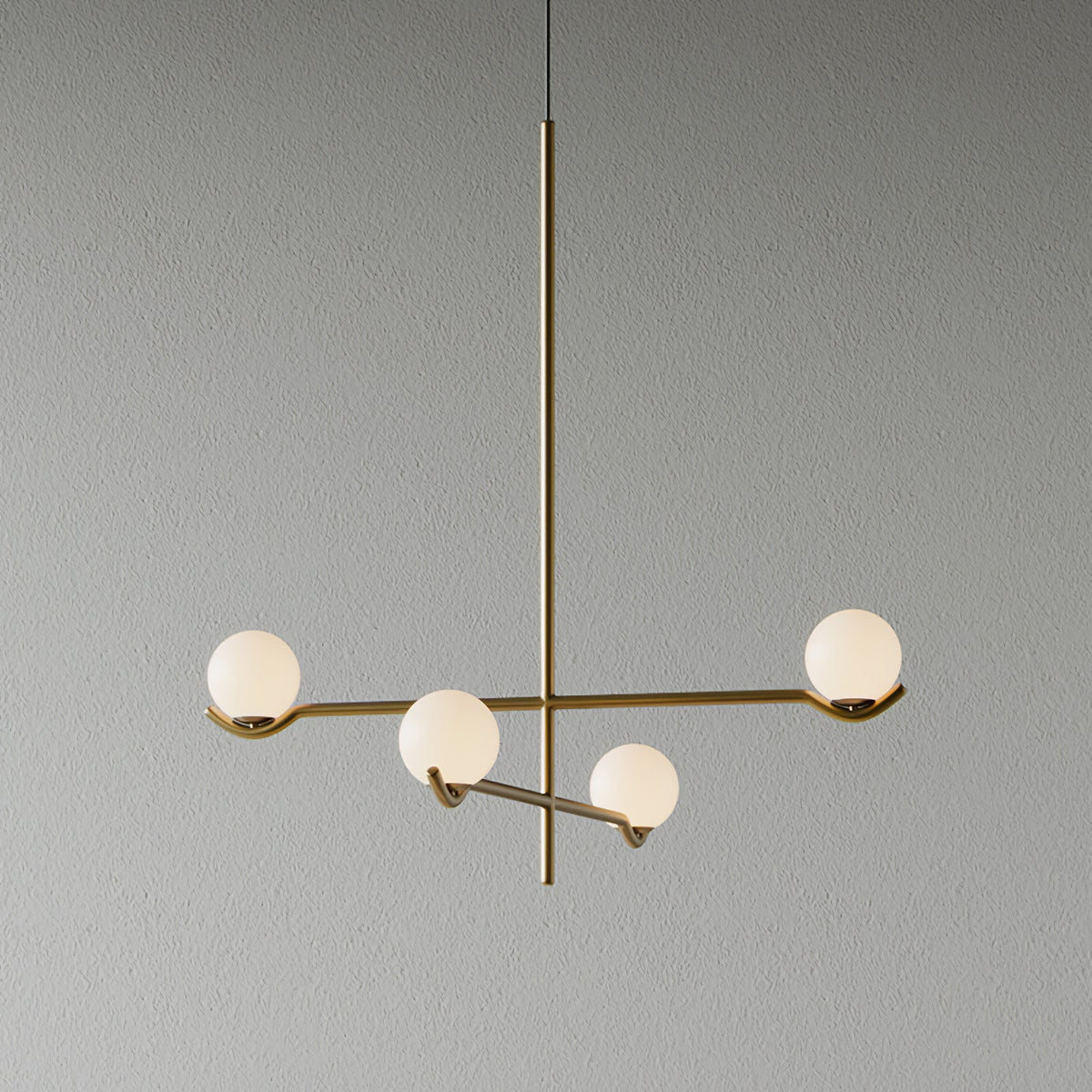 Elvian Chandelier White Globe Brass Minimalist