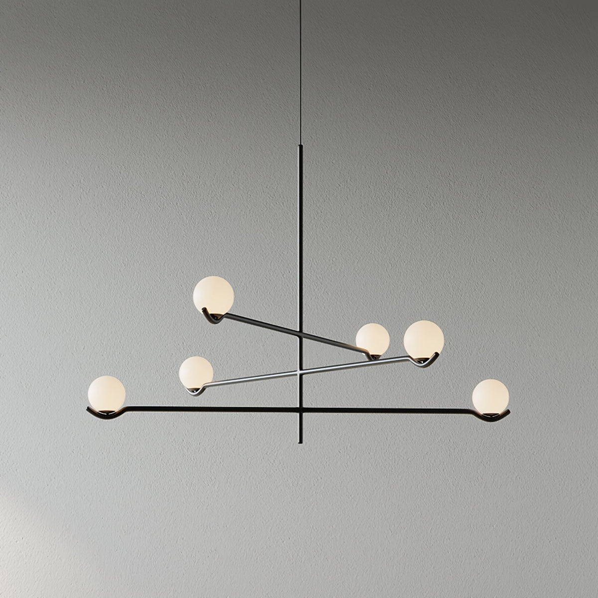 Elvian Chandelier White Globe Brass Minimalist
