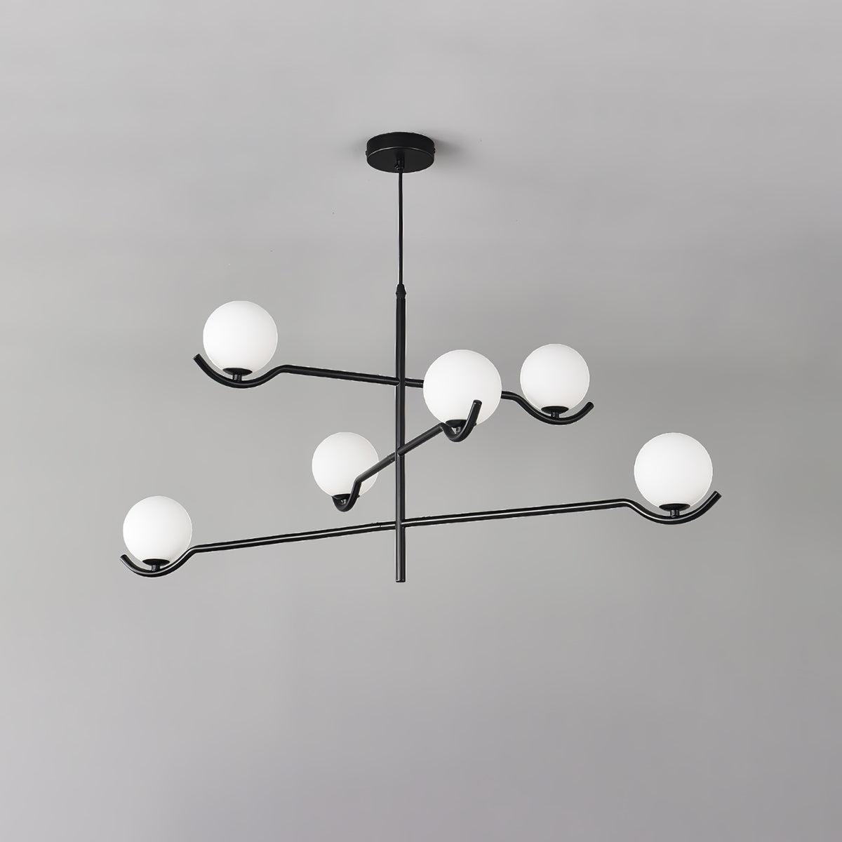 Elvian Chandelier White Globe Brass Minimalist