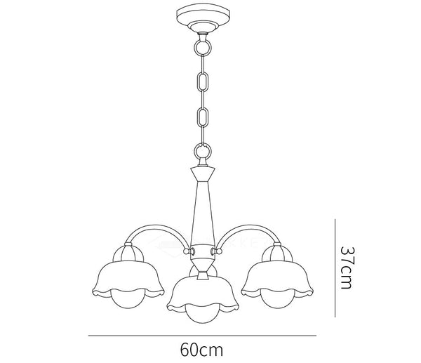 Kagopes Vintage LED Multi Flower Ceramic Bulbs Metal Wood Bedroom Living Room Pendant Light
