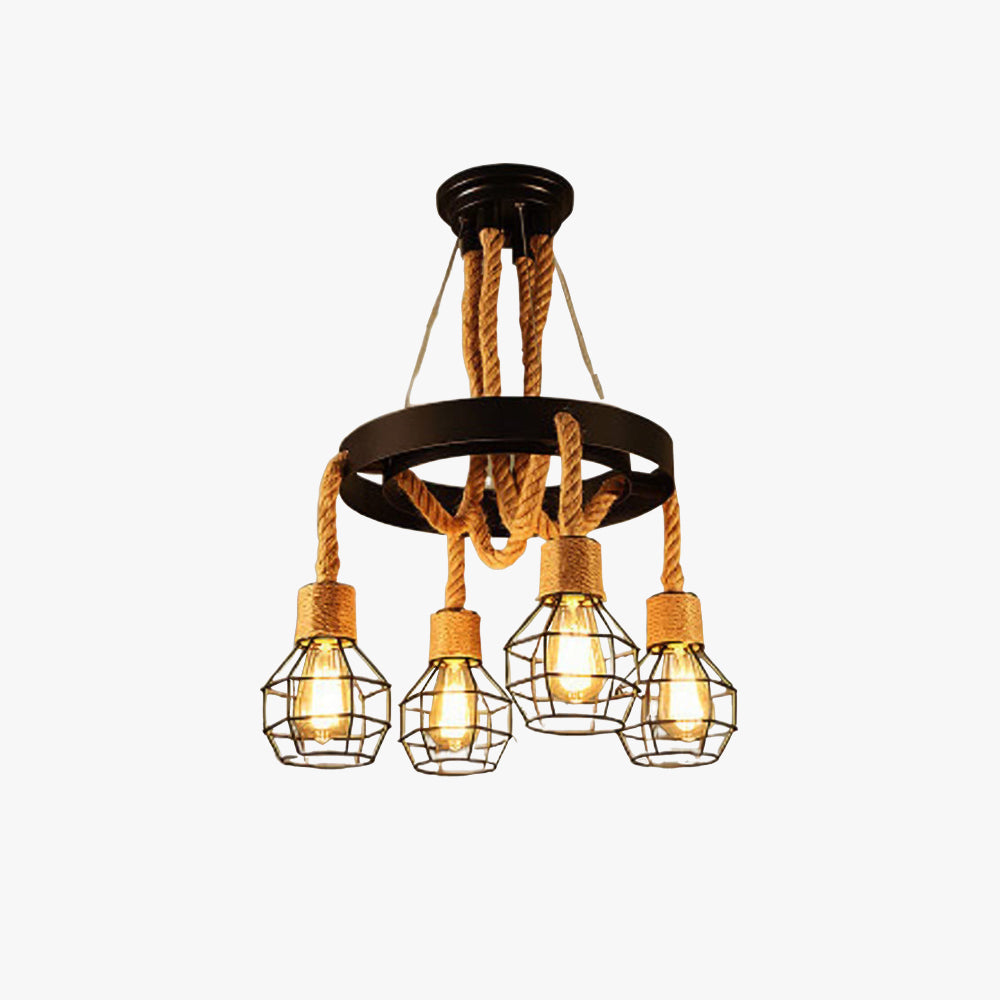 Kikaral Retro Industrial Globe Chandelier Black Metal Bar/Living Room