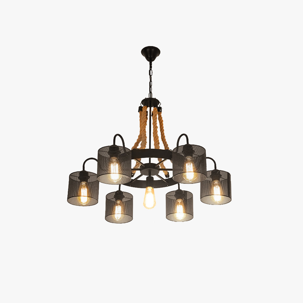 Ceraleno Vintage LED Pendant Light Black Rope/Metal Living Room