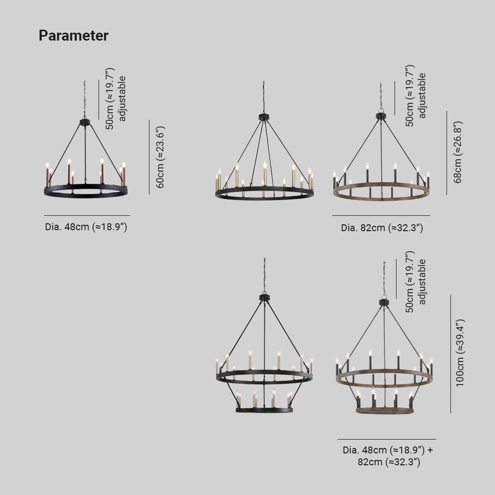 Disegot Modern Industrial LED Chandelier Black Metal Living Room