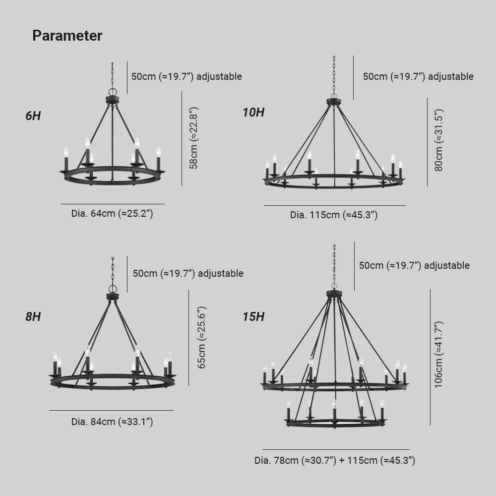 Josalur Modern Candles Chandelier Black Metal Living Room/Bedroom