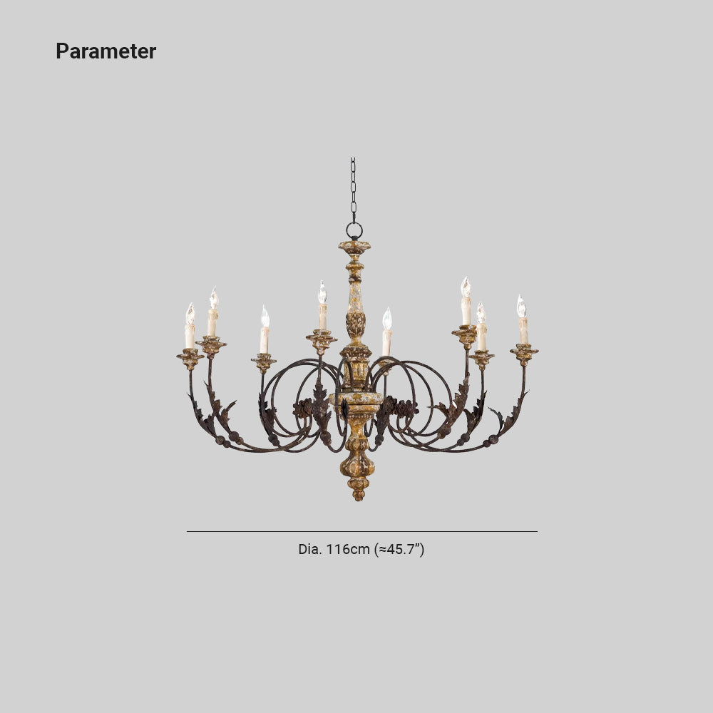 Hipurar Large Retro Creative Chandelier Brown Wood Metal Living Room