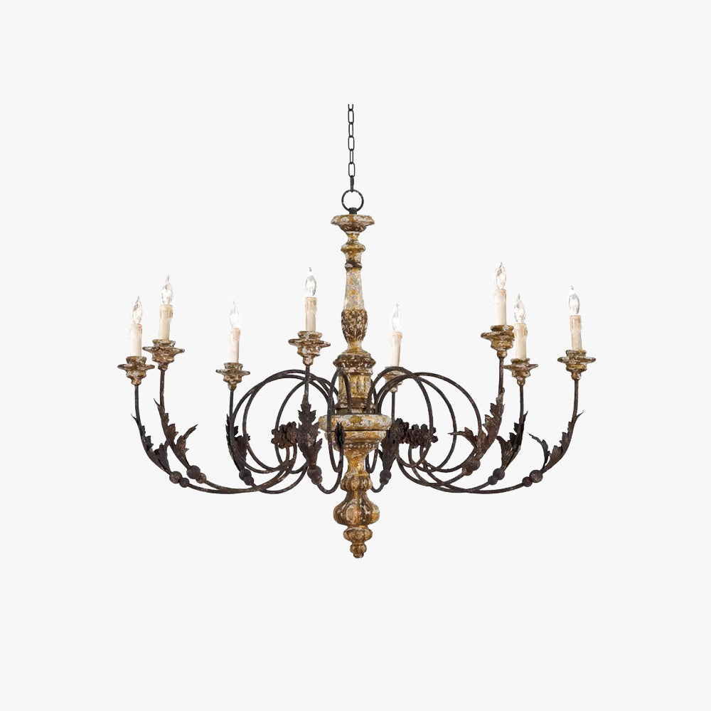Hipurar Large Retro Creative Chandelier Brown Wood Metal Living Room