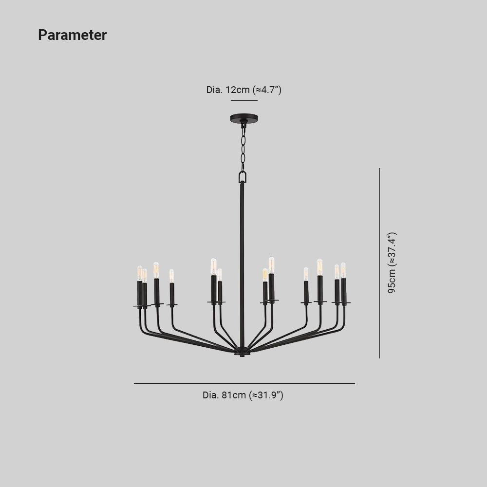 Jegenun Modern Industrial LED Chandelier Black Metal Living Room