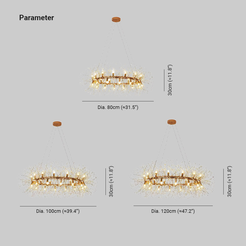 Keritun Modern Dandelion LED Pendant Light GoldCrystal Bedroom/Living Room