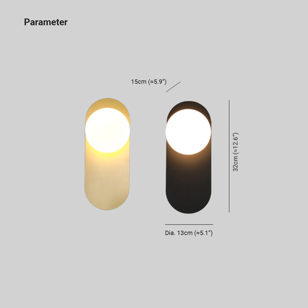 Gobulok Modern LED Wall Lamp Black/Gold Glass Bedroom/Living Room