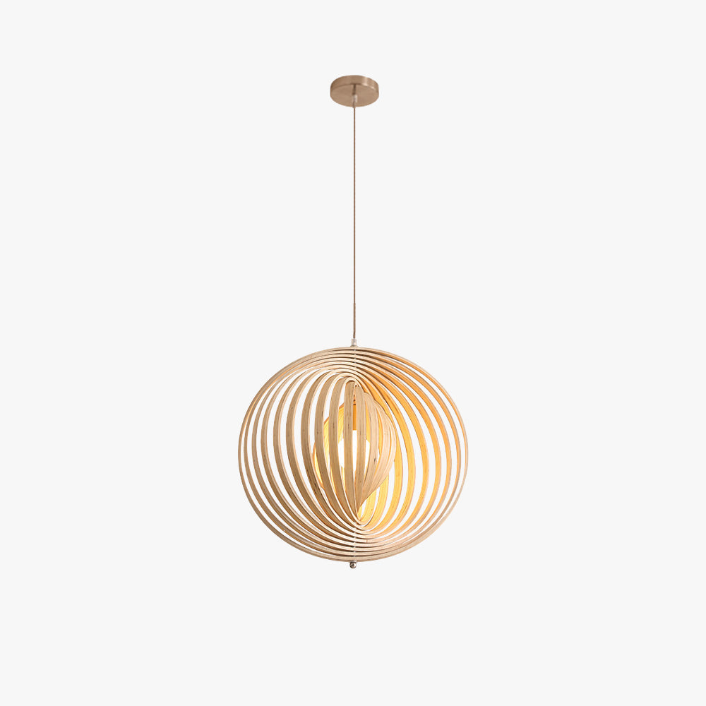 Rovukak Japanese LED Pendant Light Black/Gold Wood Bedroom/Bar