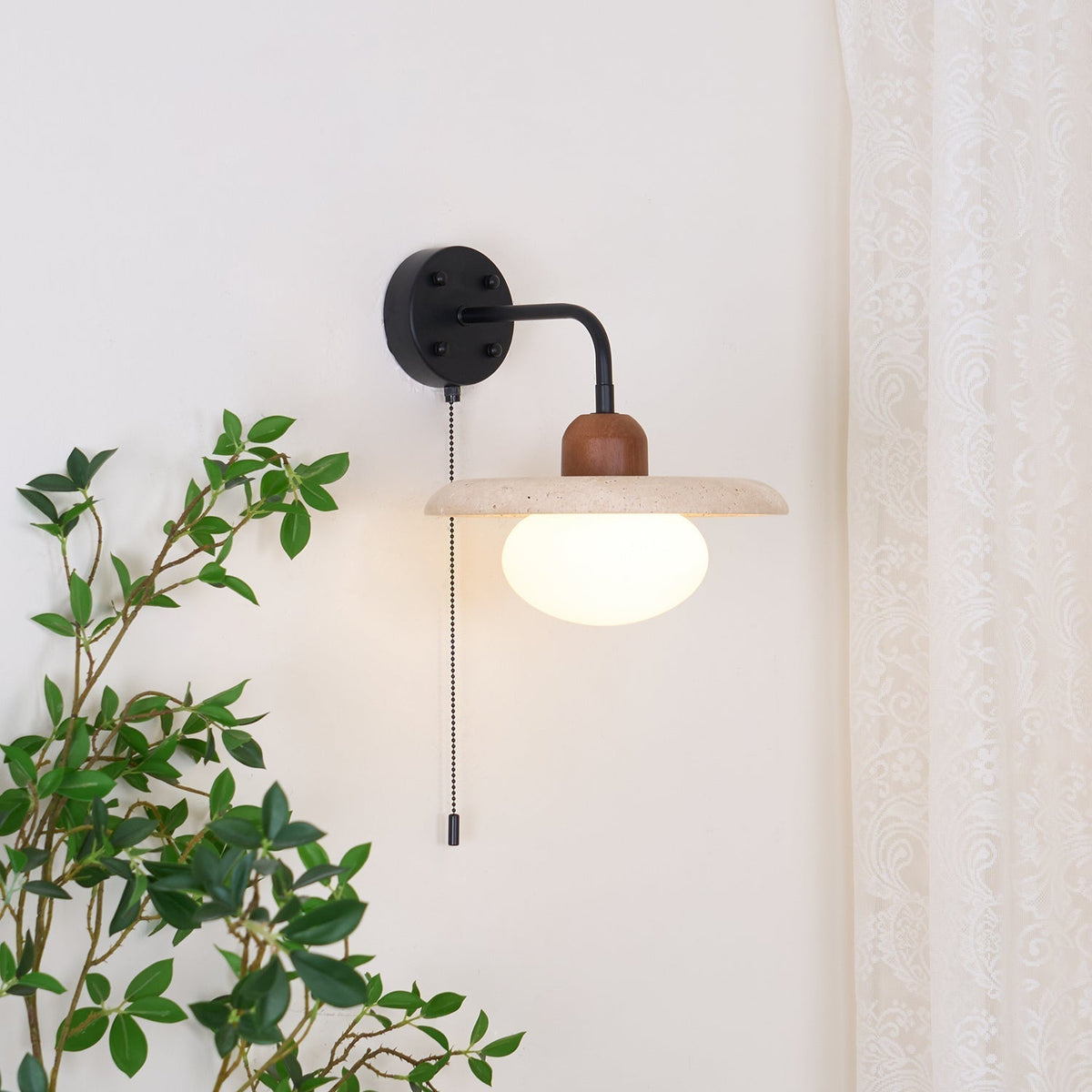 Tavivette Travertine Wall Light Pull Chain Switch