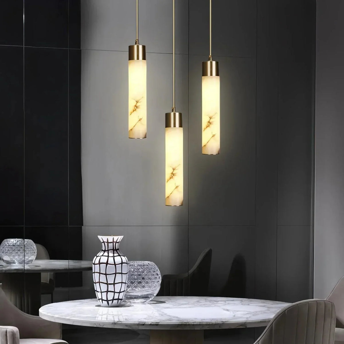 Jumavim White Alabaster Pendant Light