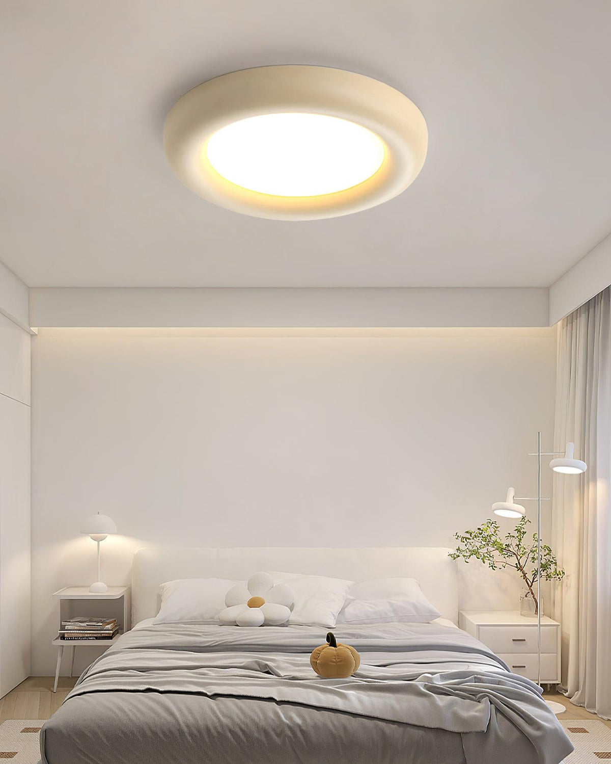 Ceiling Light Beige Flush Mount with Canopy Minimalist