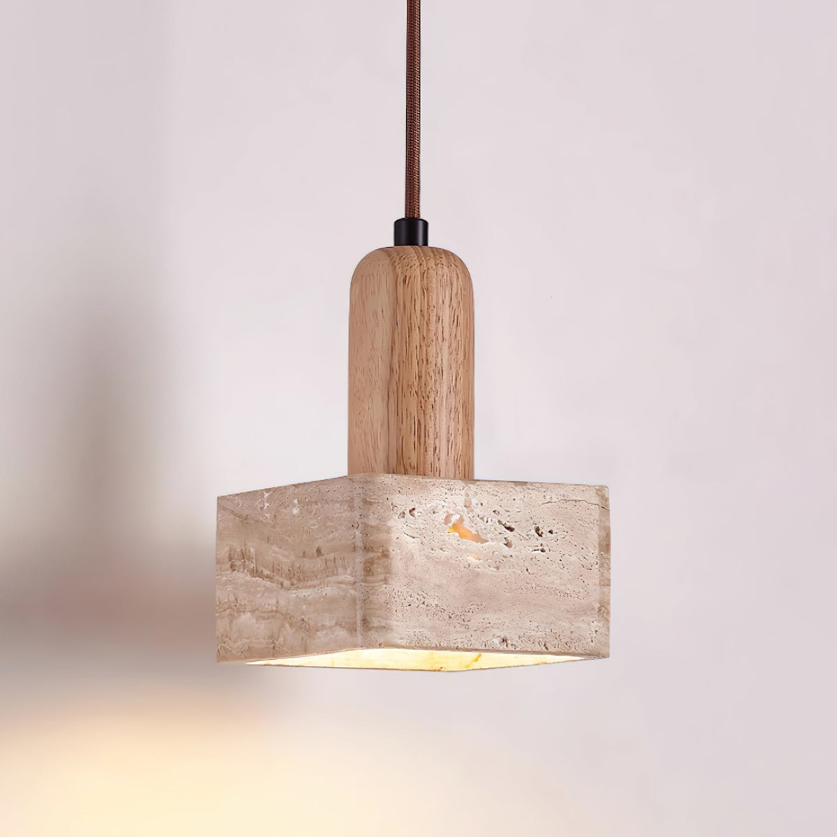 Lava Square Travertine Pendant Light