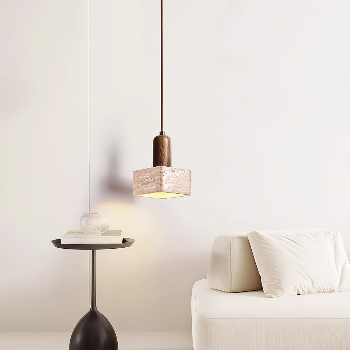 Lava Square Travertine Pendant Light